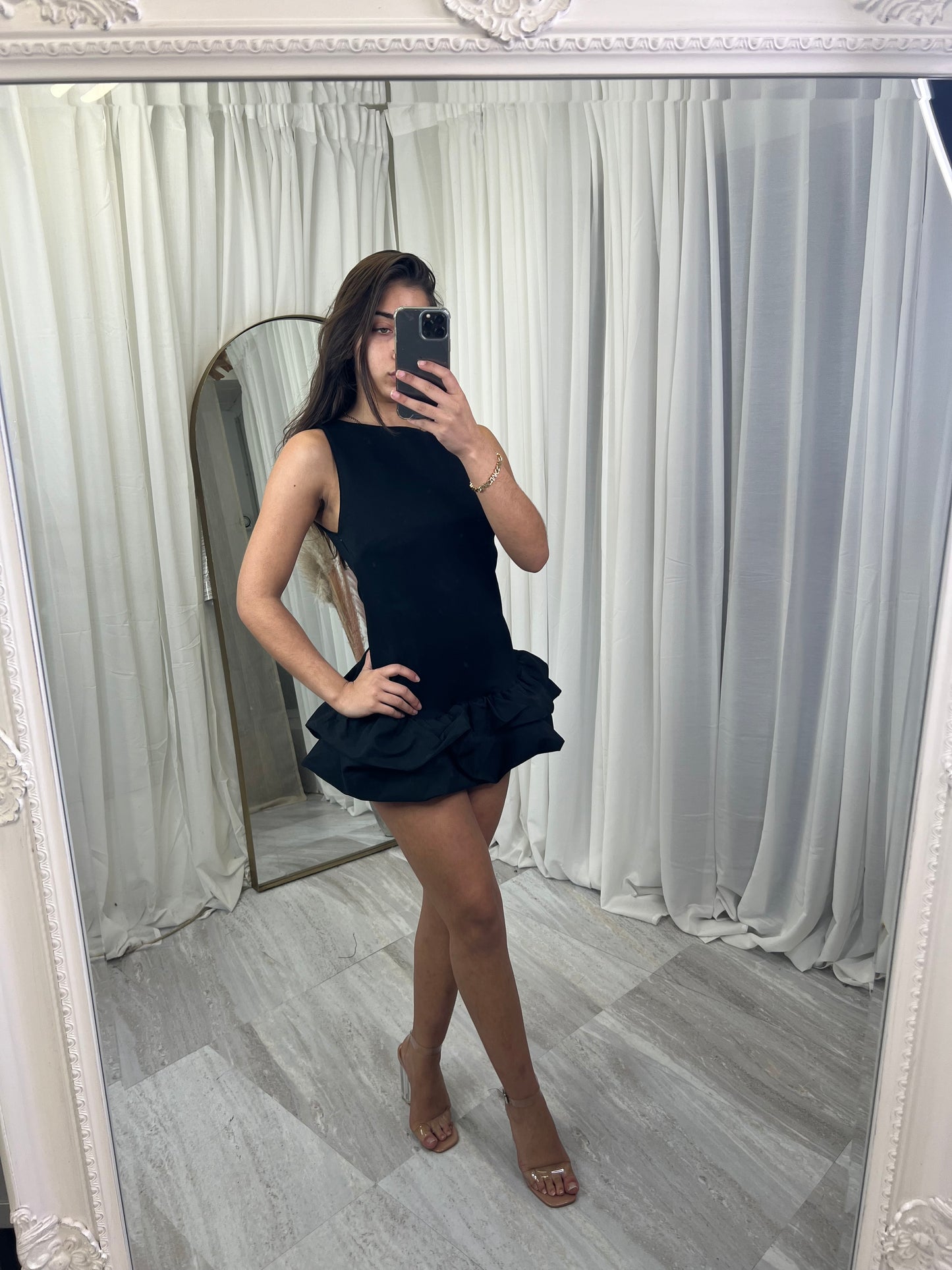 Frill bottom sleeveless dress