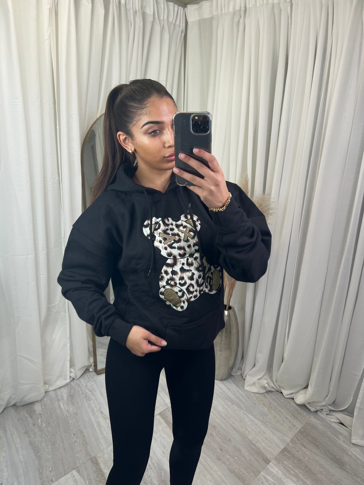oversized leopard bear hoodie