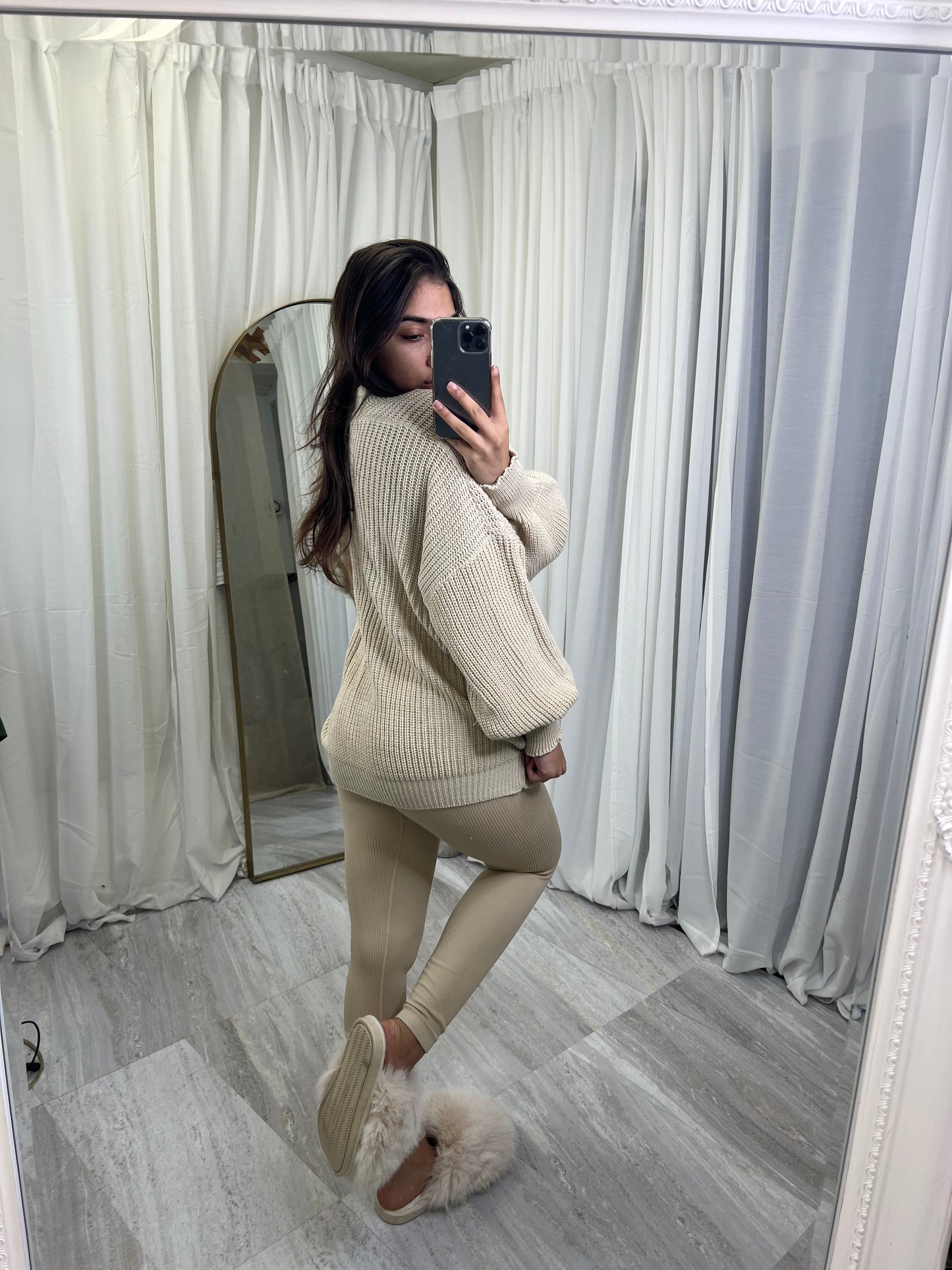 Balloon sleeve knitted cardigan