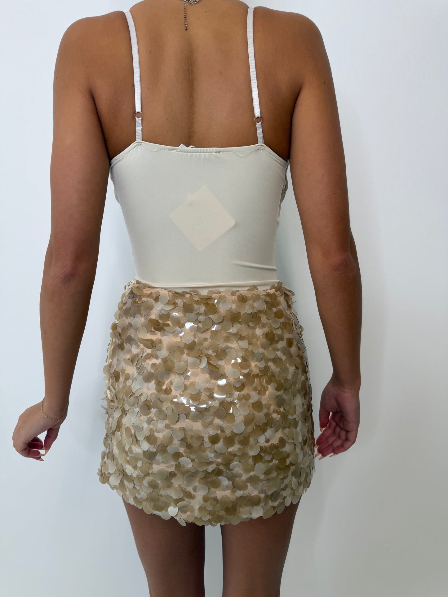 Shelley sequin skirt with side zip BEIGE
