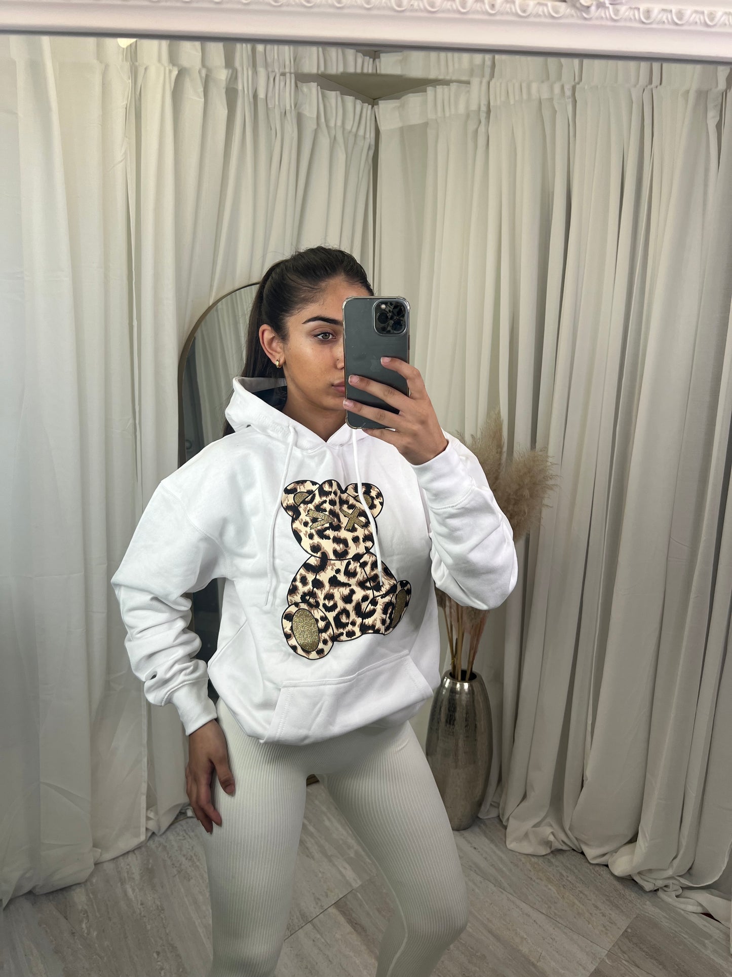 oversized leopard bear hoodie