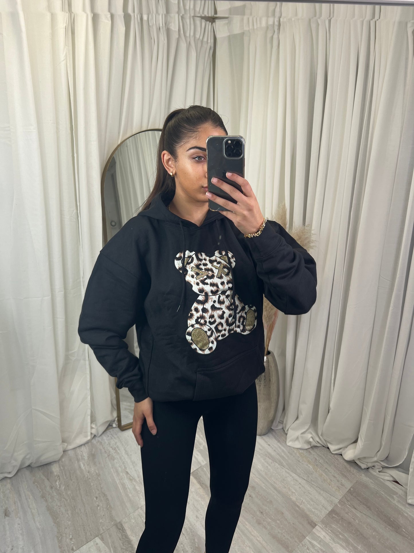 oversized leopard bear hoodie