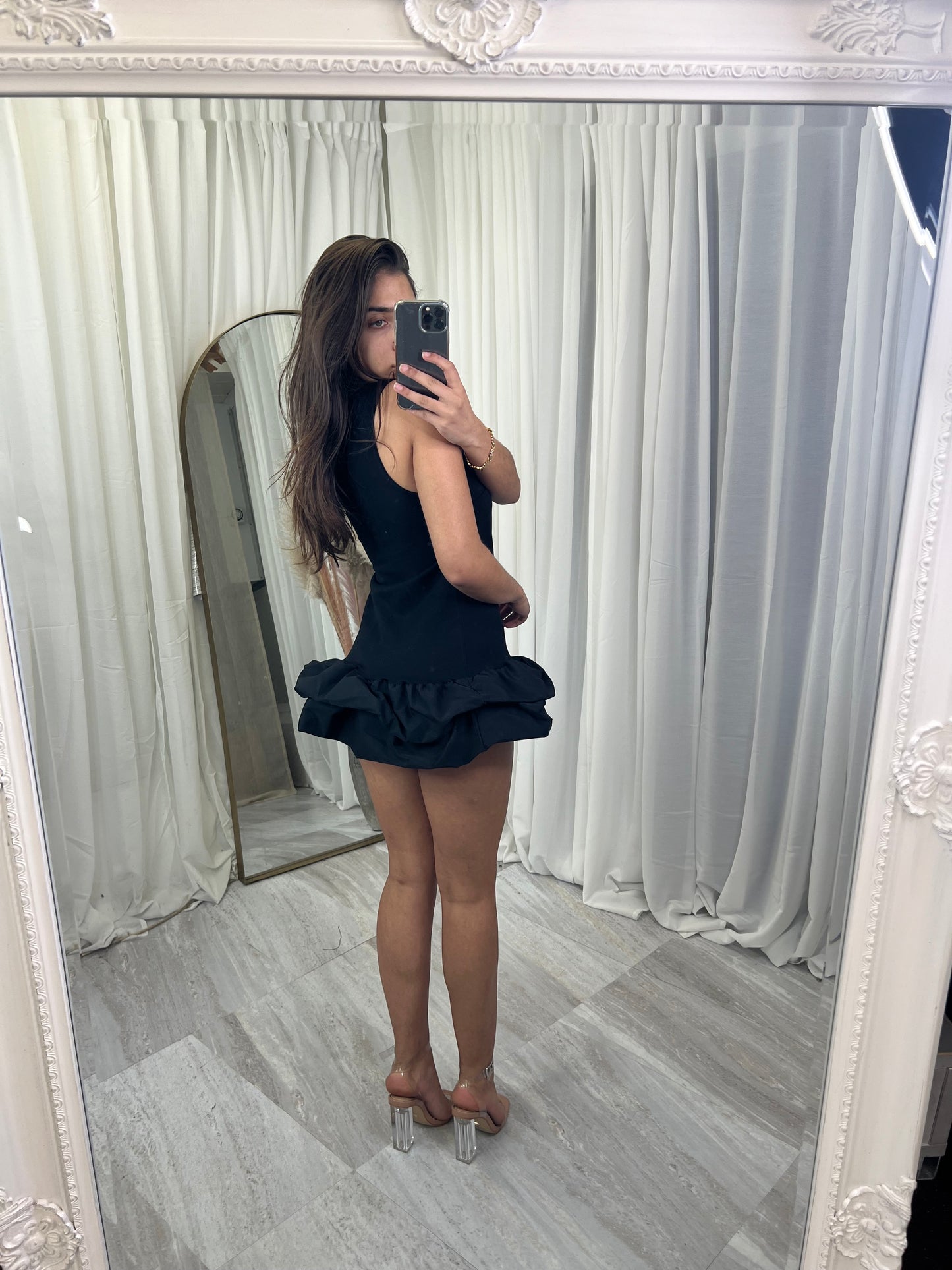 Frill bottom sleeveless dress