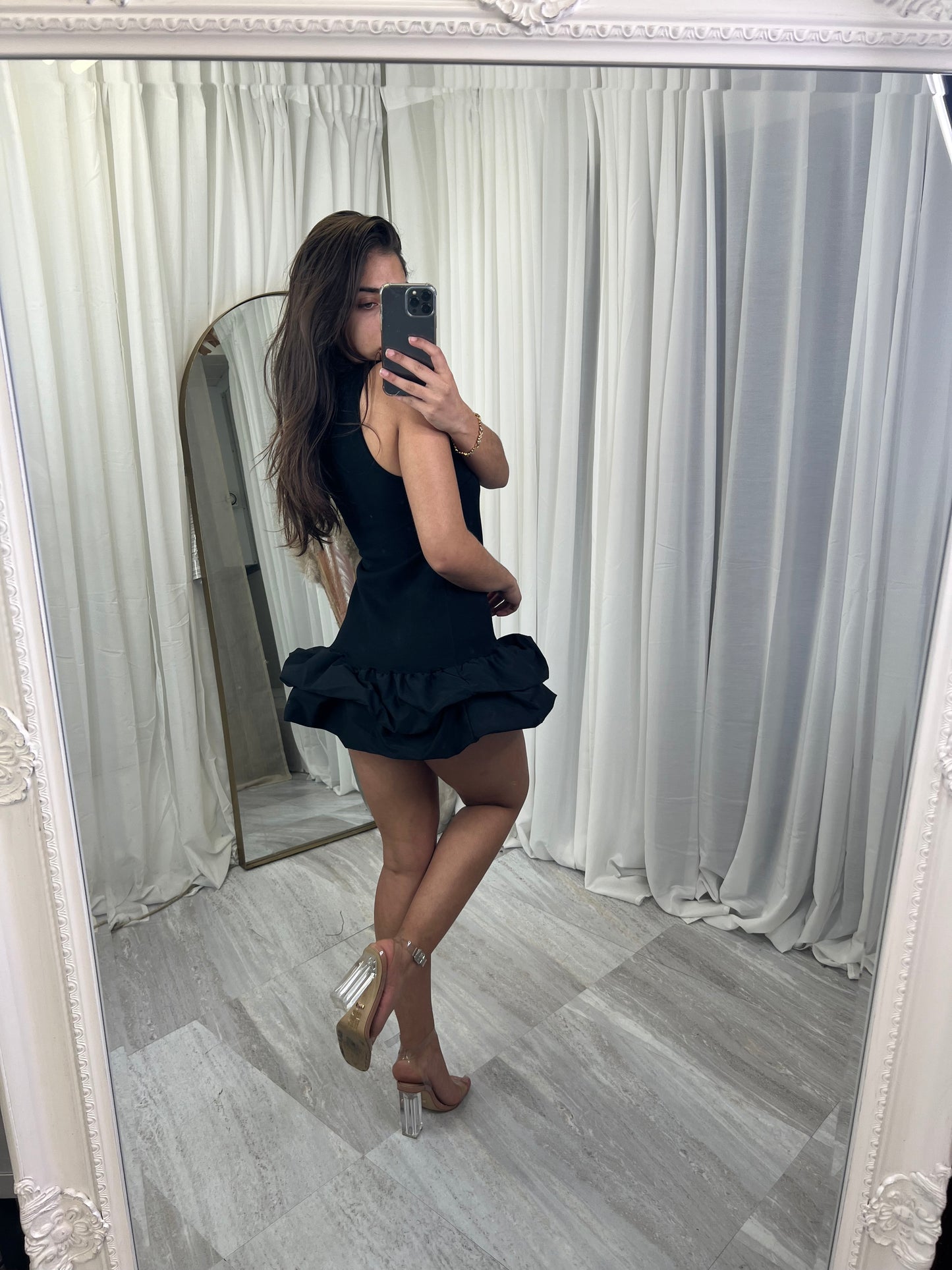 Frill bottom sleeveless dress