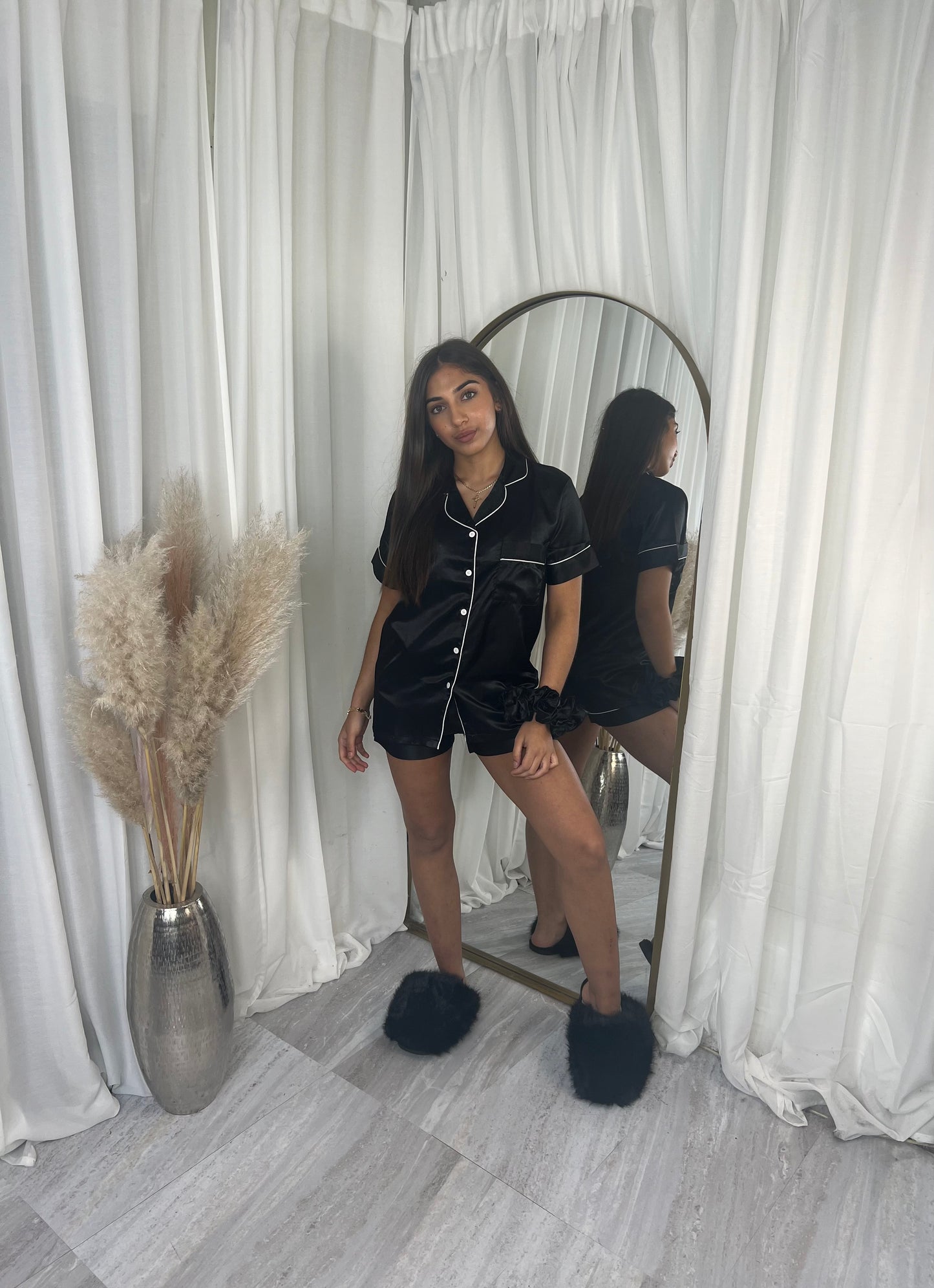 Satin button pajama set