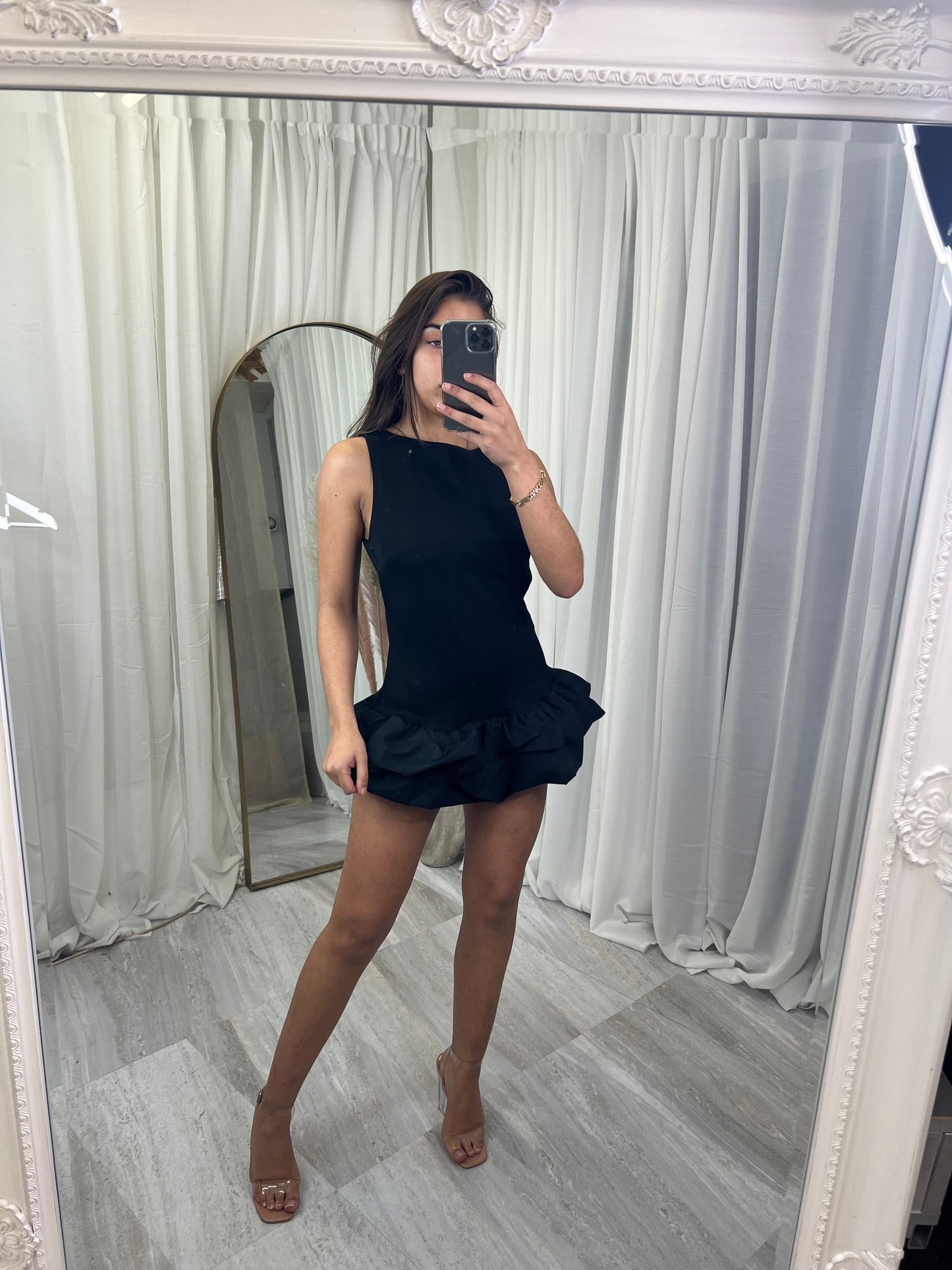 Frill bottom sleeveless dress