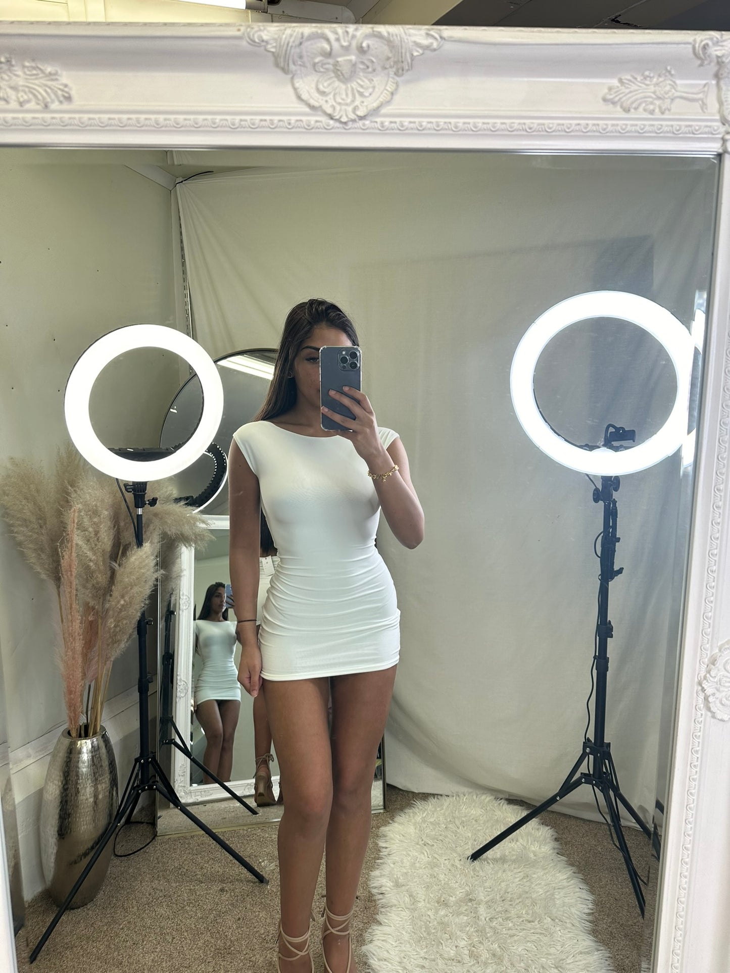 backless slinky mini dress