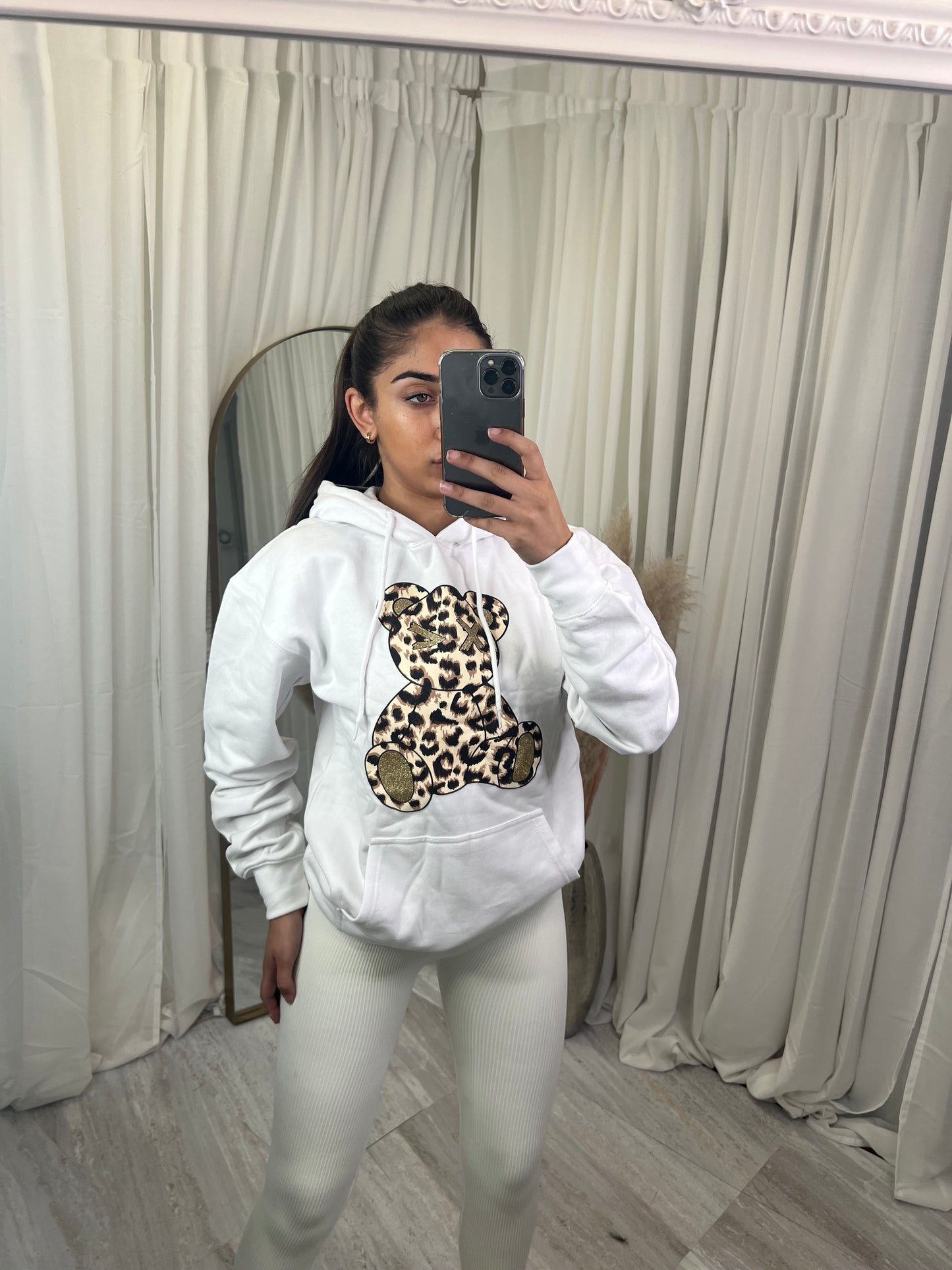 oversized leopard bear hoodie
