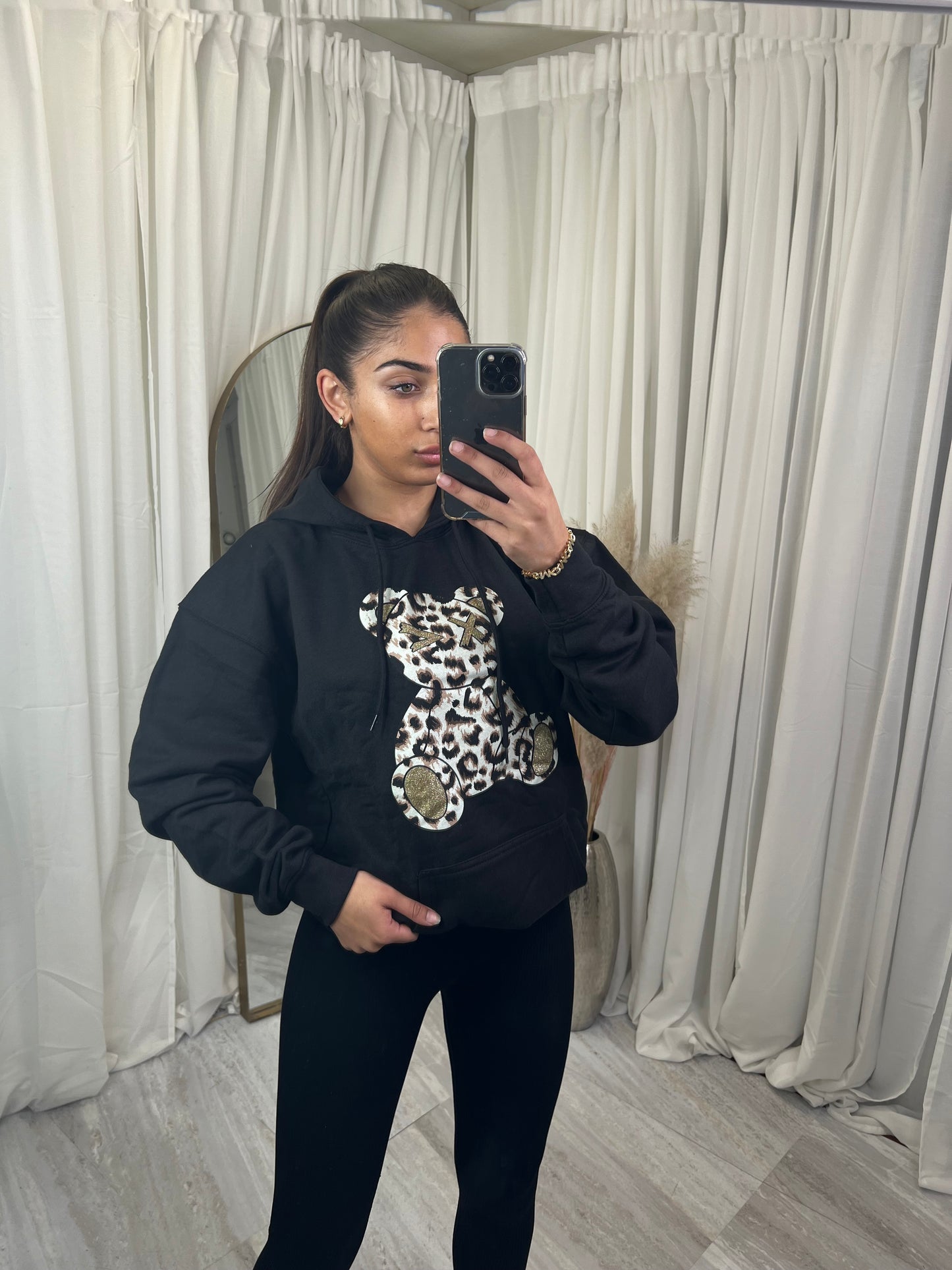 oversized leopard bear hoodie