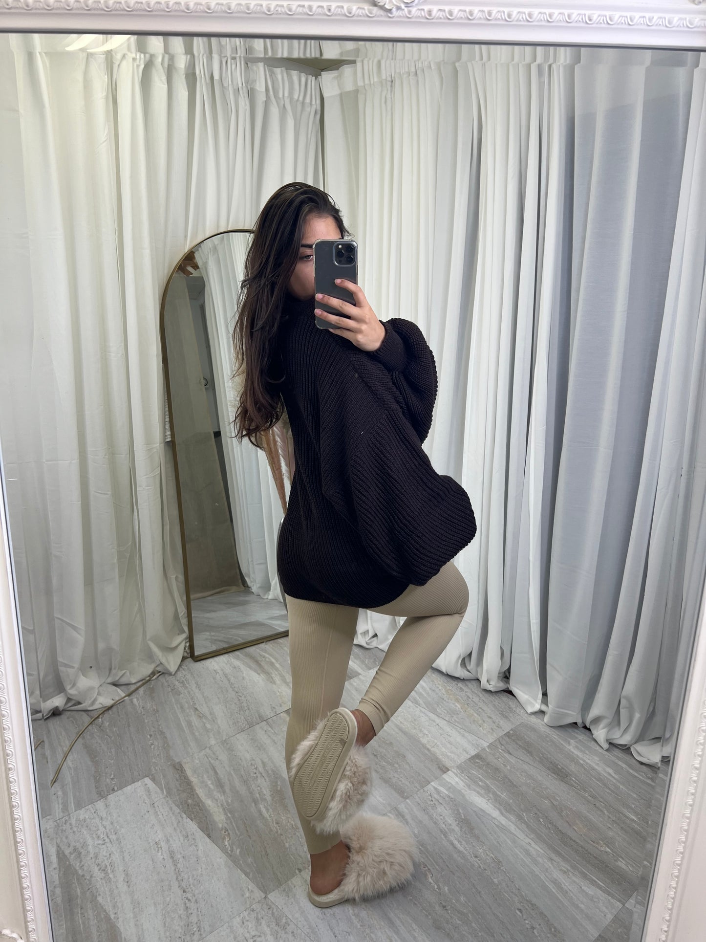 Balloon sleeve knitted cardigan