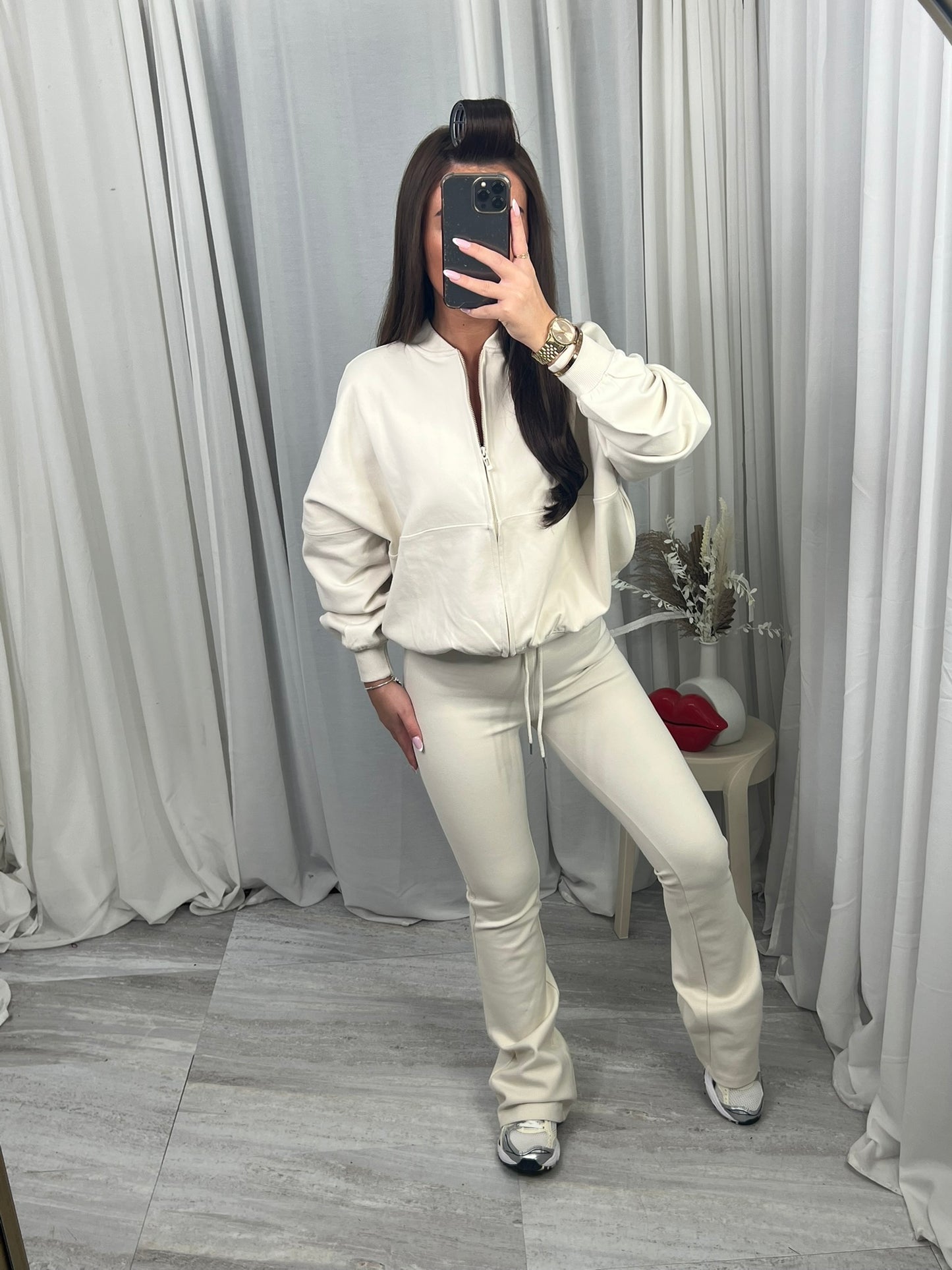 Ella flared bomber jacket and flared bottoms set.