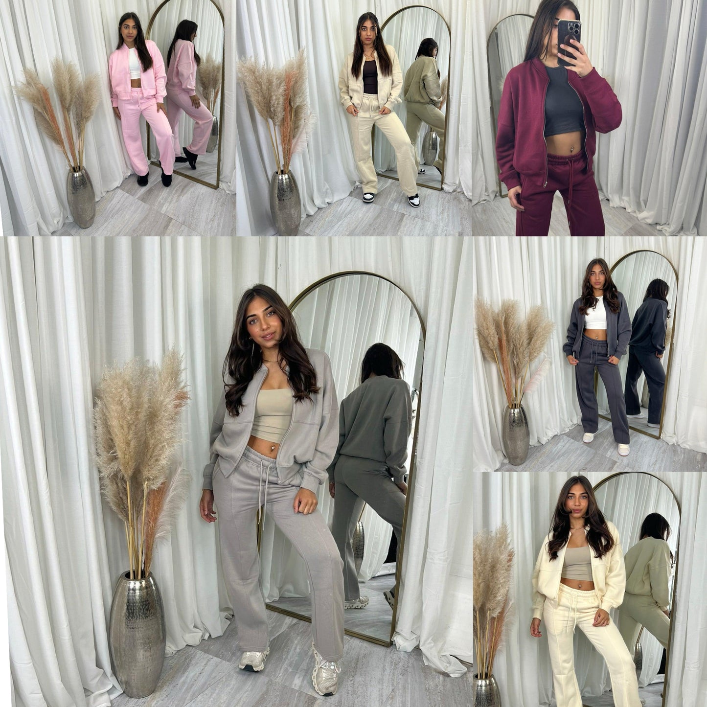 Premium wide leg zipped bomber jacket top loungewear set