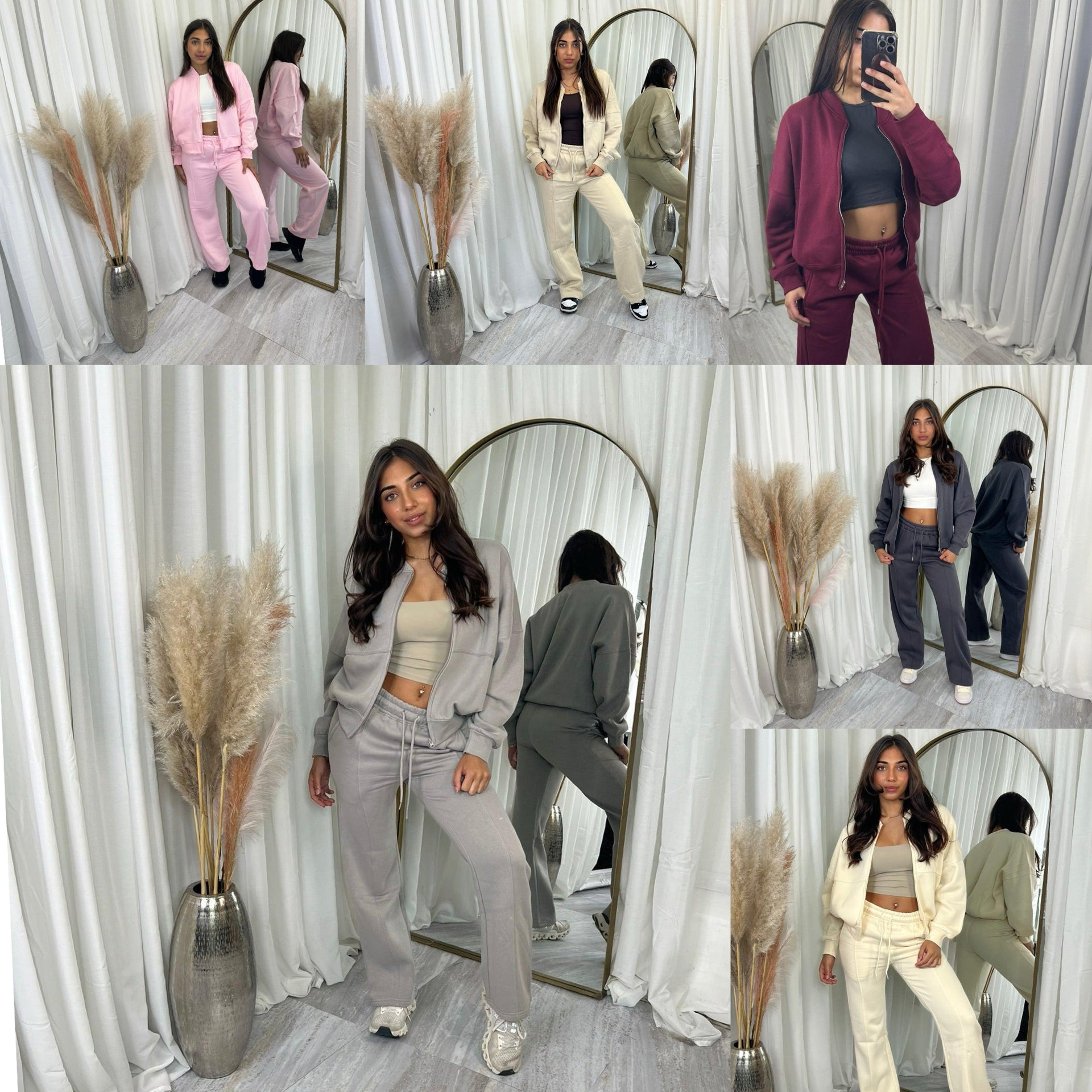 Premium wide leg zipped bomber jacket top loungewear set