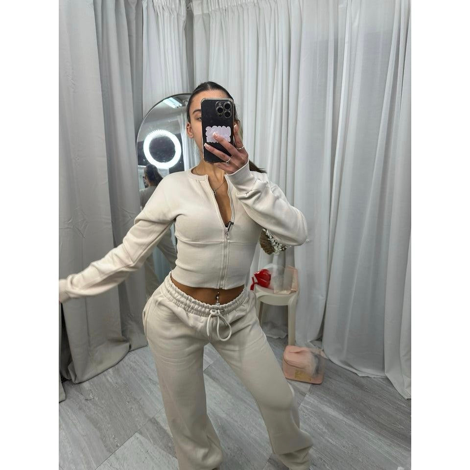 Wide leg zipped tracksuit
