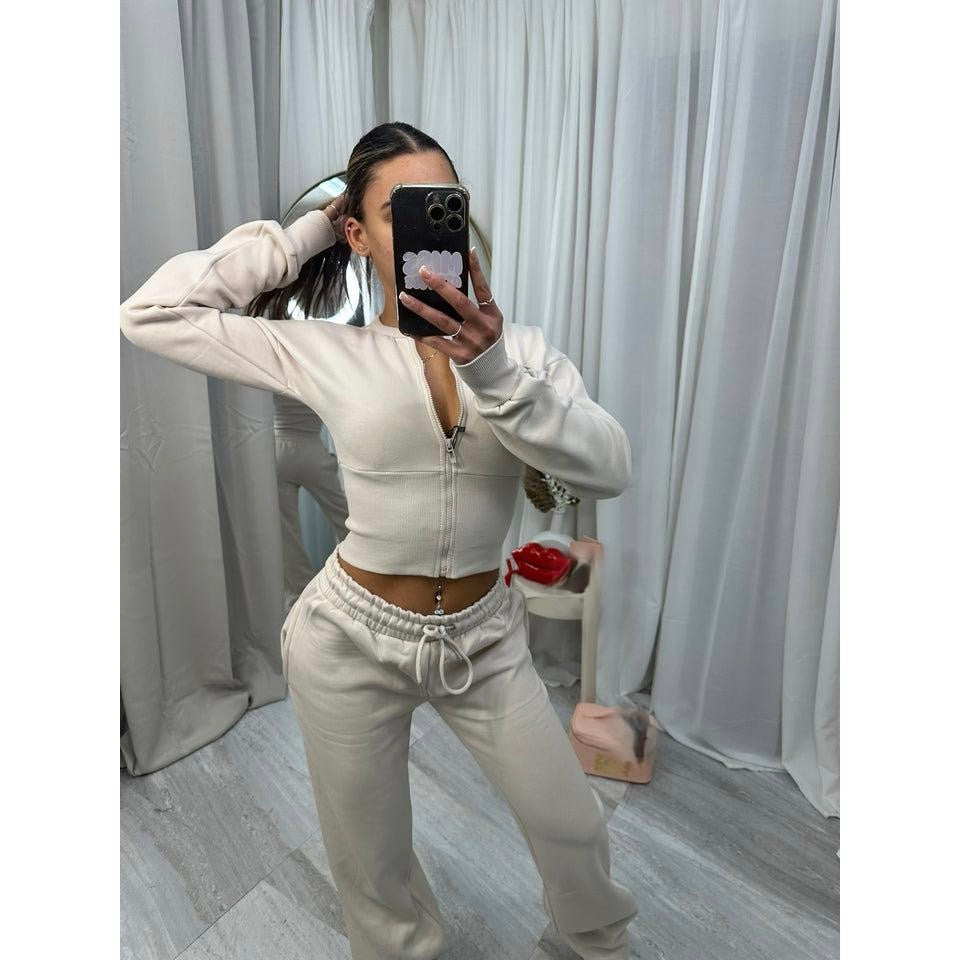 Wide leg zipped tracksuit