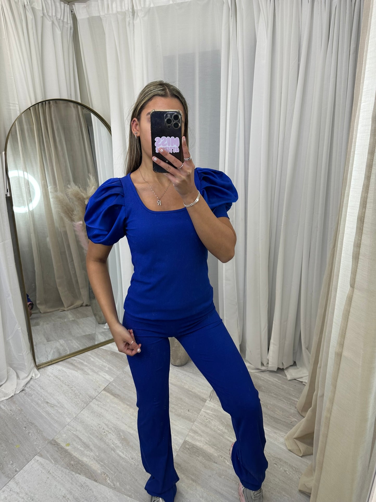 Short sleeve flared bottoms lounge wear set.