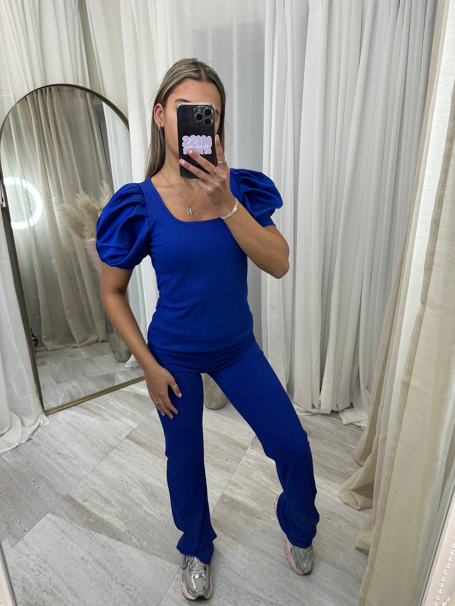 Short sleeve flared bottoms lounge wear set.