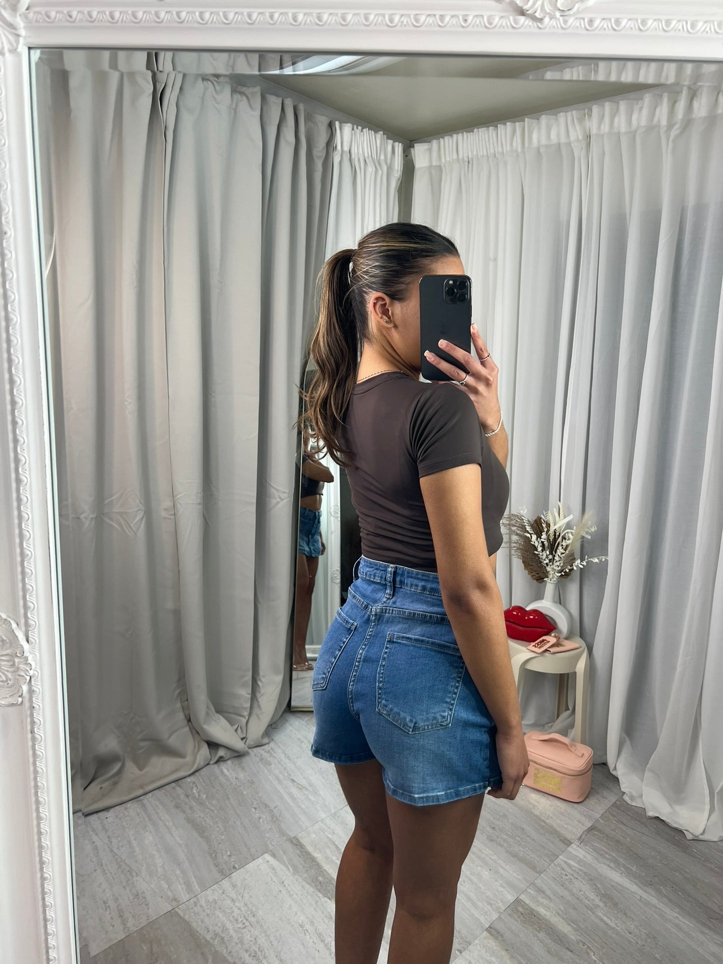 Denim stretchy skorts