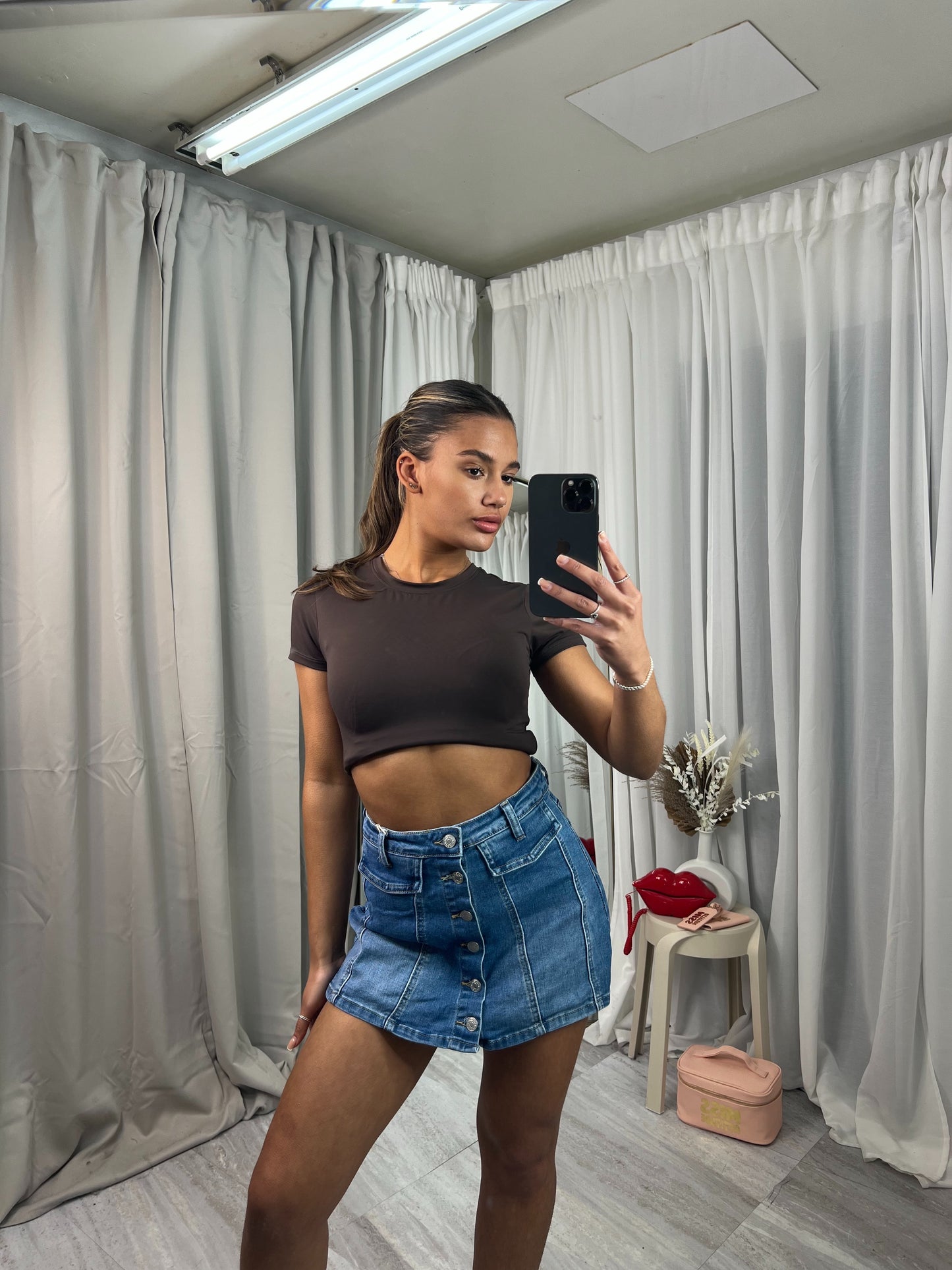 Denim stretchy skorts