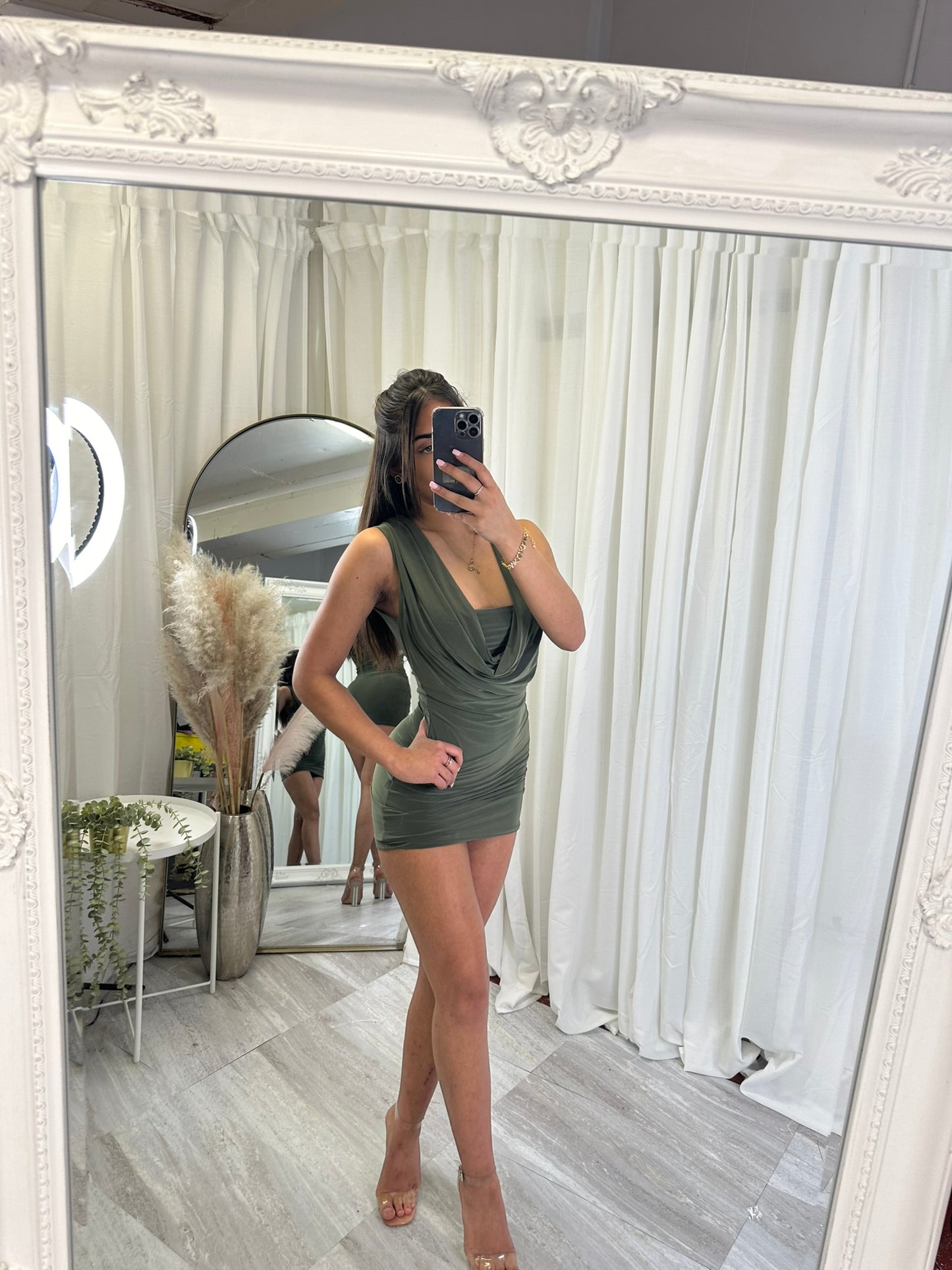 Sleeveless cowl mini dress 2089