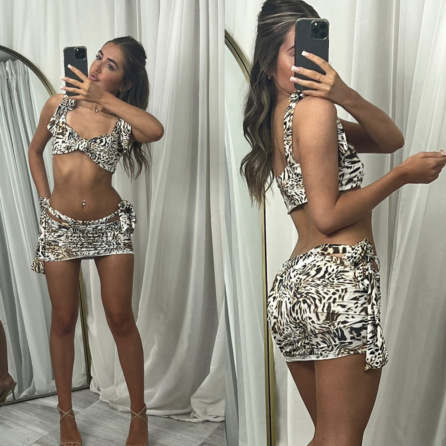 Summer outfit 3 piece set skirt bikini bottoms and top set