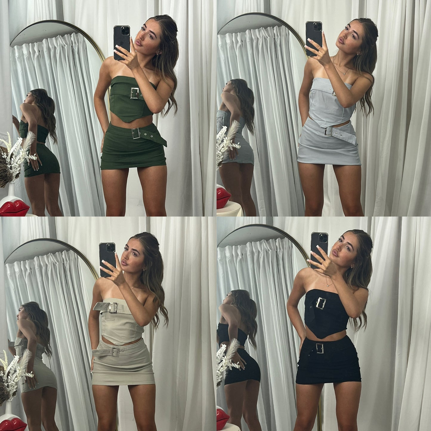 Sale Buckle belted top and buckle skirt co-ord outfit