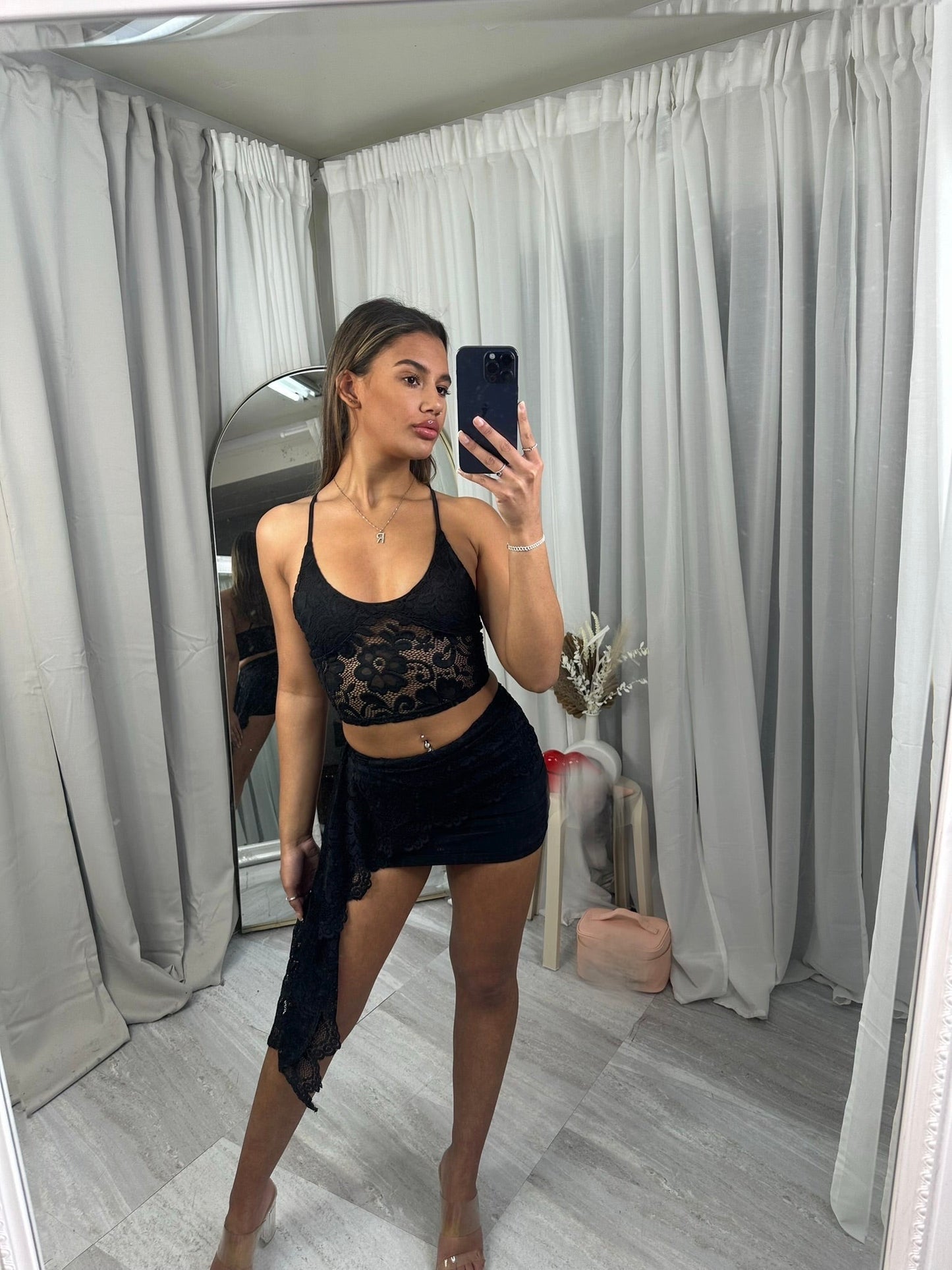 Lily lace drape wrap co ord 3142