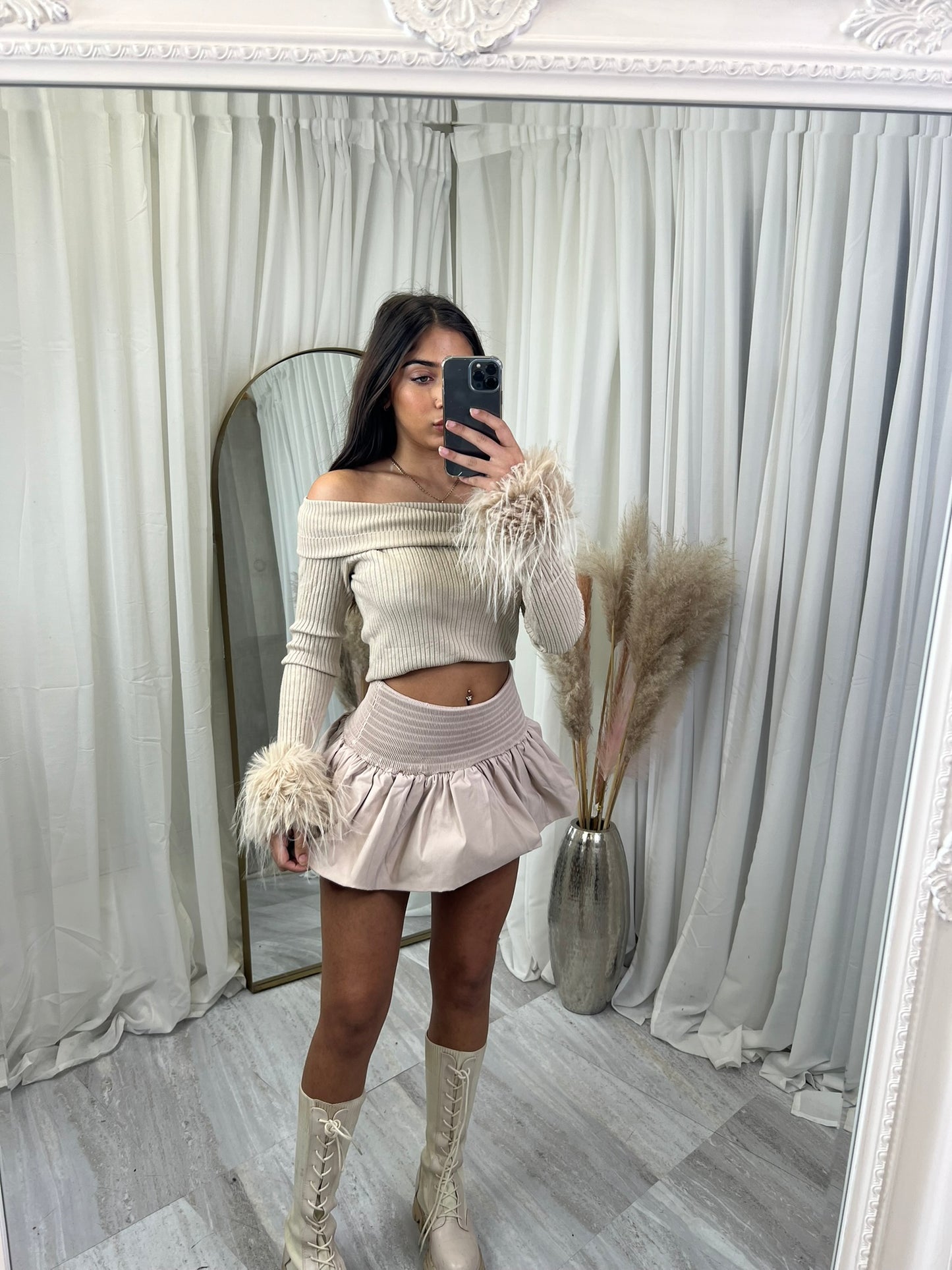 Cropped off the shoulder jumper