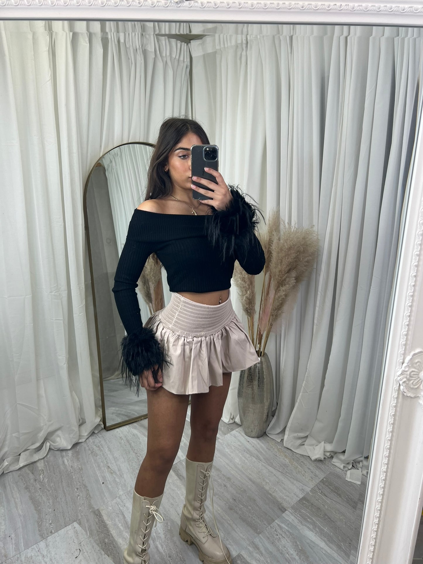 Cropped off the shoulder jumper