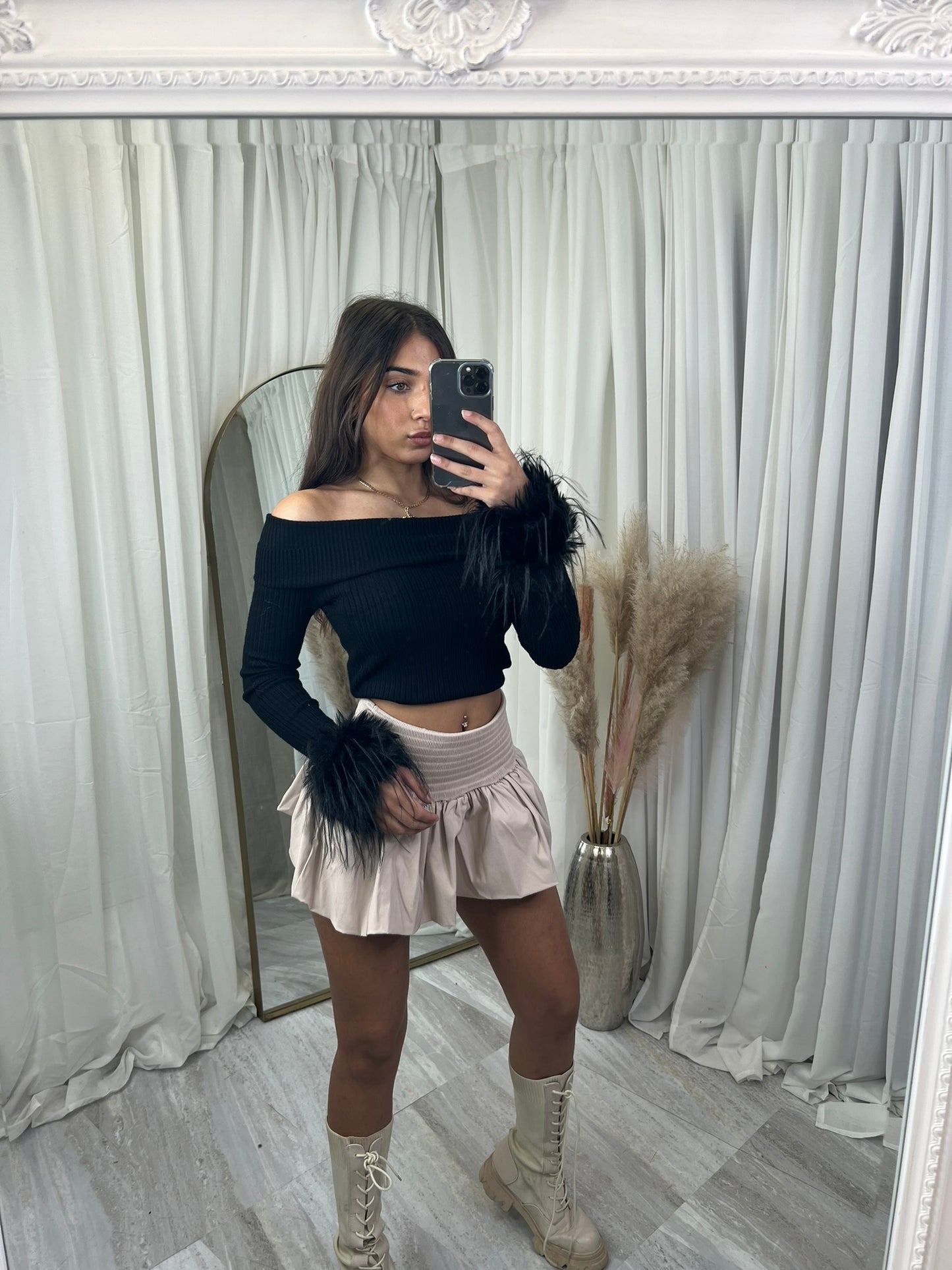 Cropped off the shoulder jumper