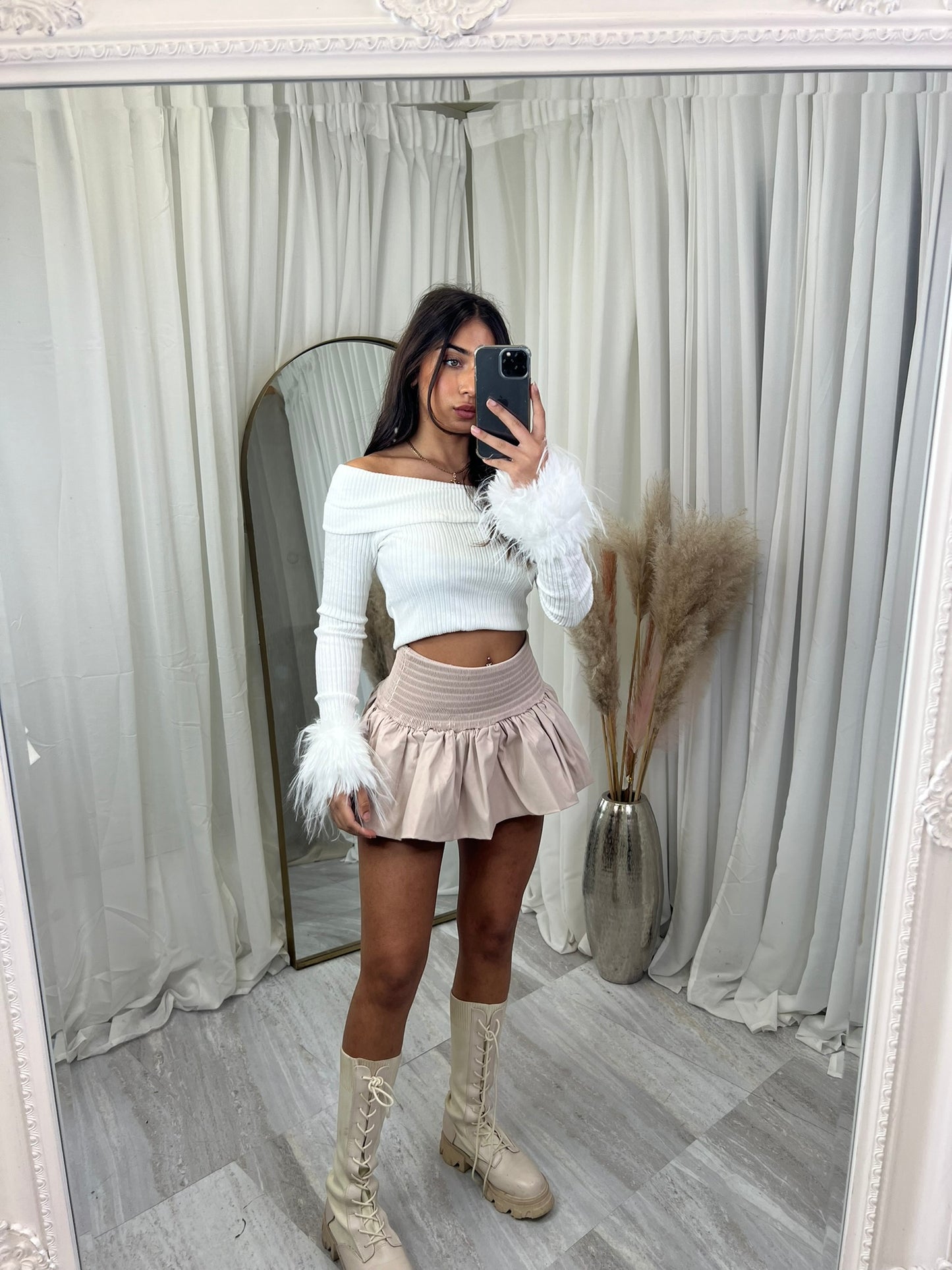 Cropped off the shoulder jumper