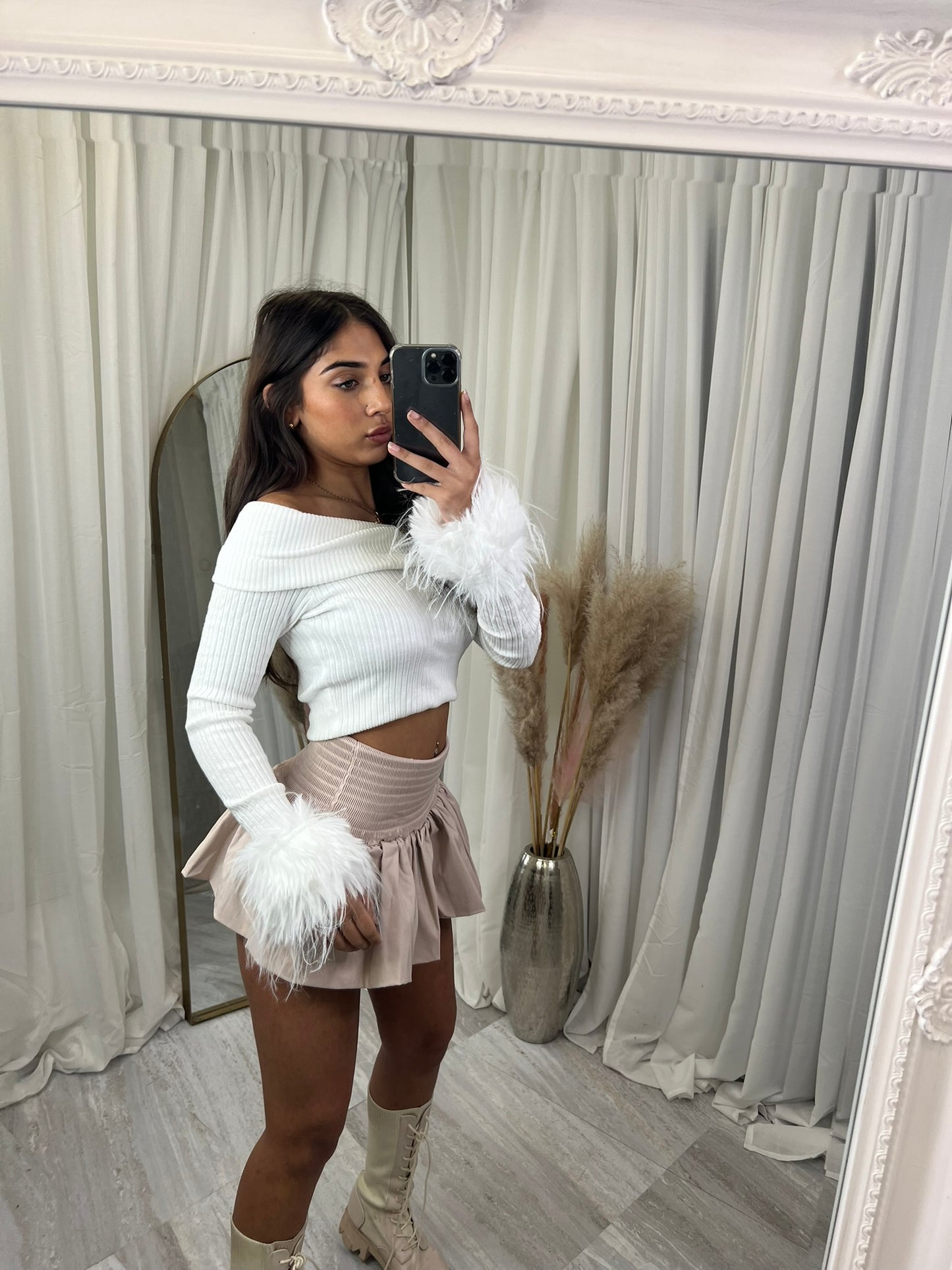 Cropped off the shoulder jumper