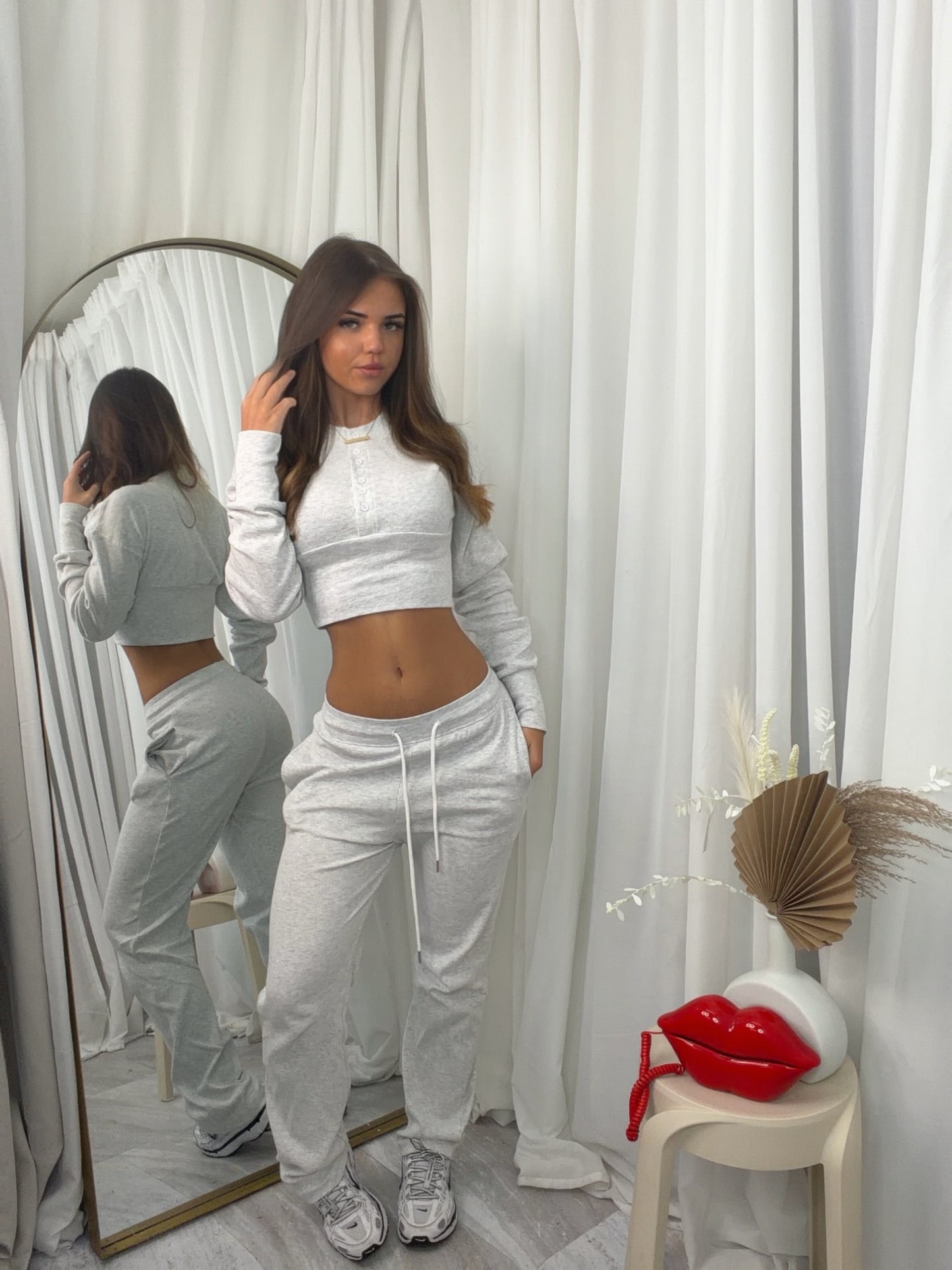 MAE new Ribbed compression button loungewear 2 piece set