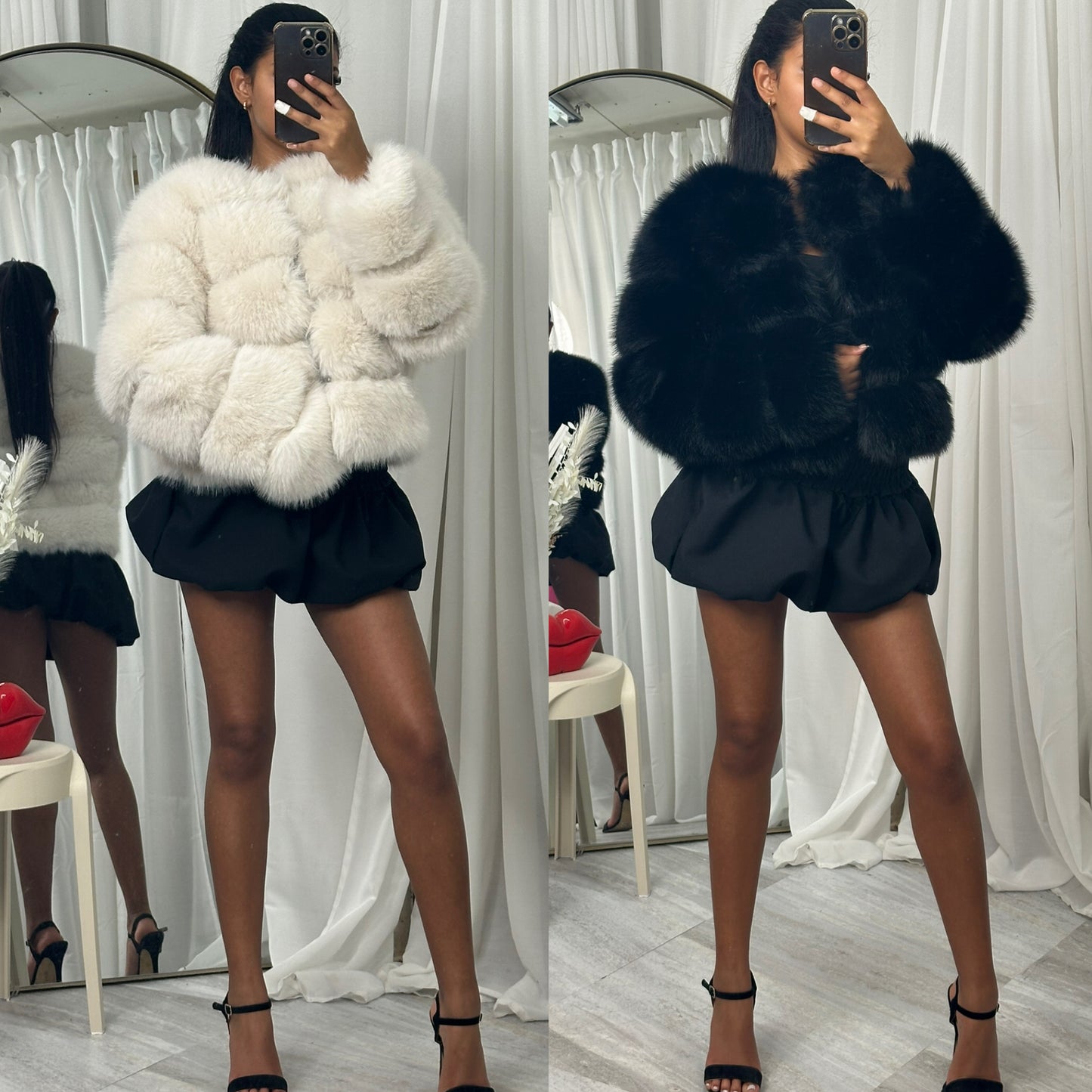 Faux fur long sleeved coat