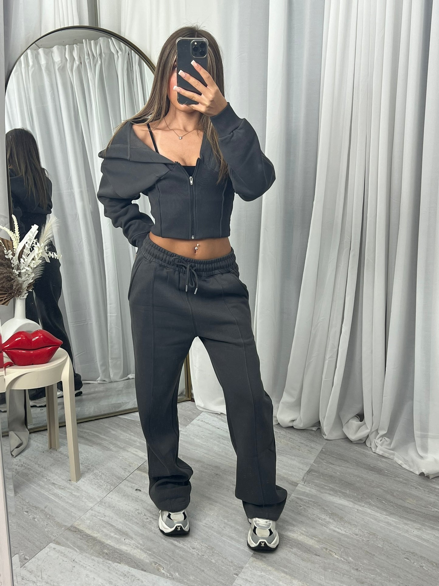 Wide leg hooded compression tracksuit
