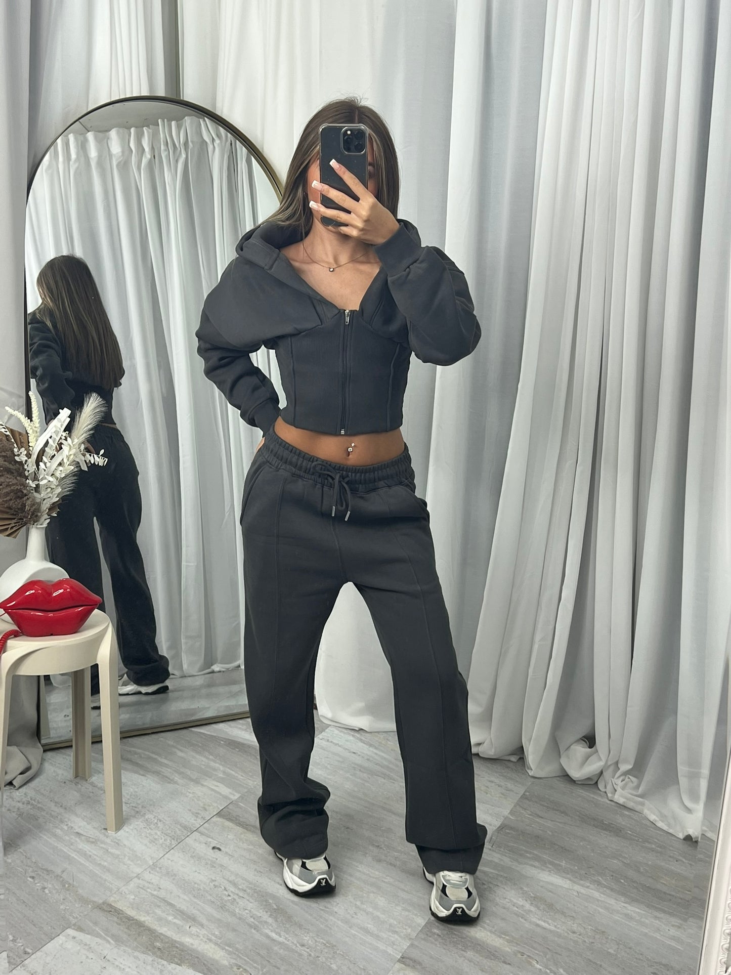 Wide leg hooded compression tracksuit