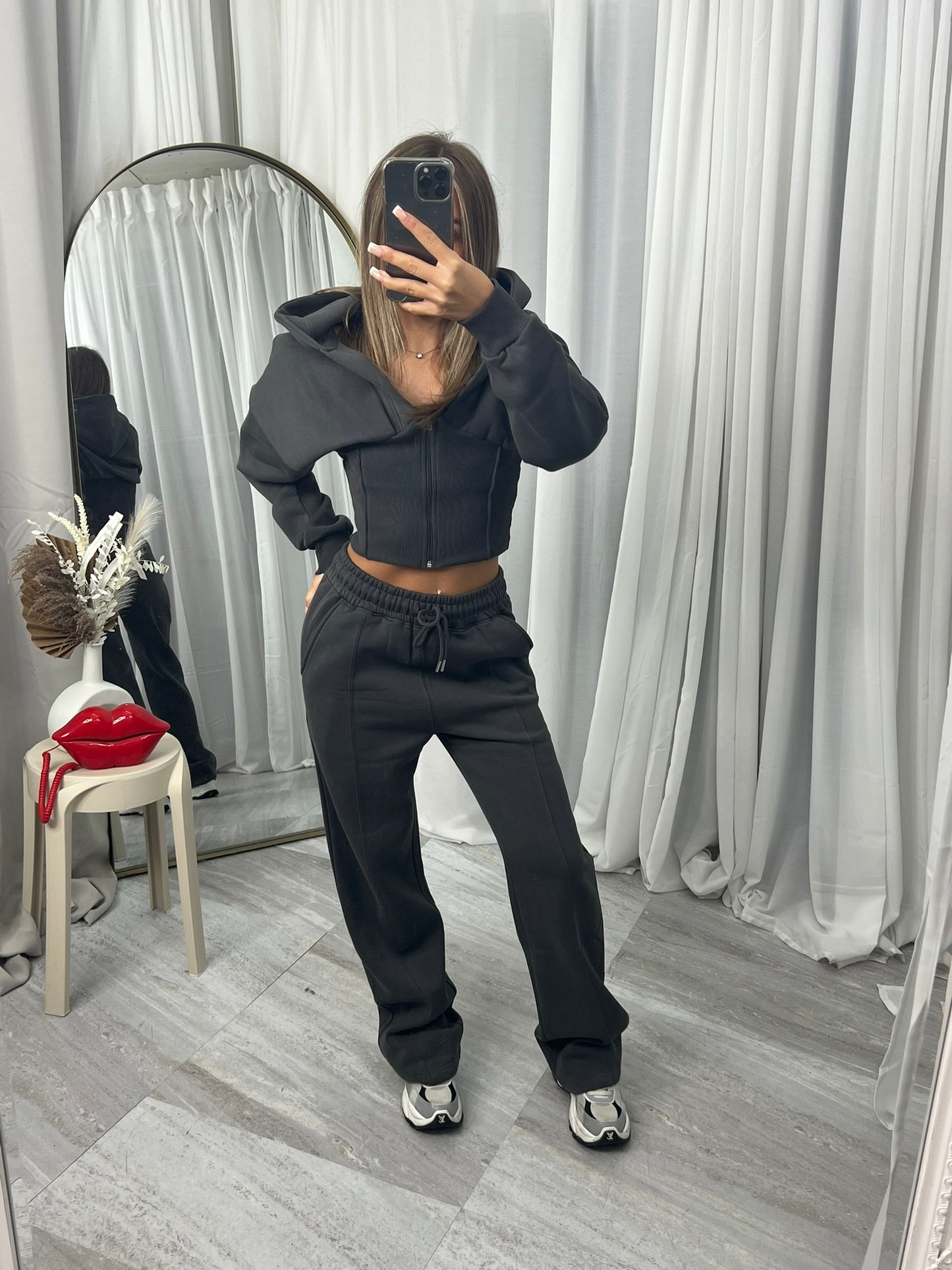 Wide leg hooded compression tracksuit