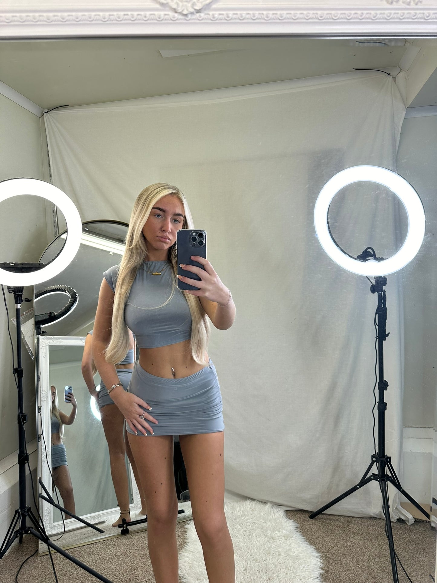 Backless mini skirt and top set