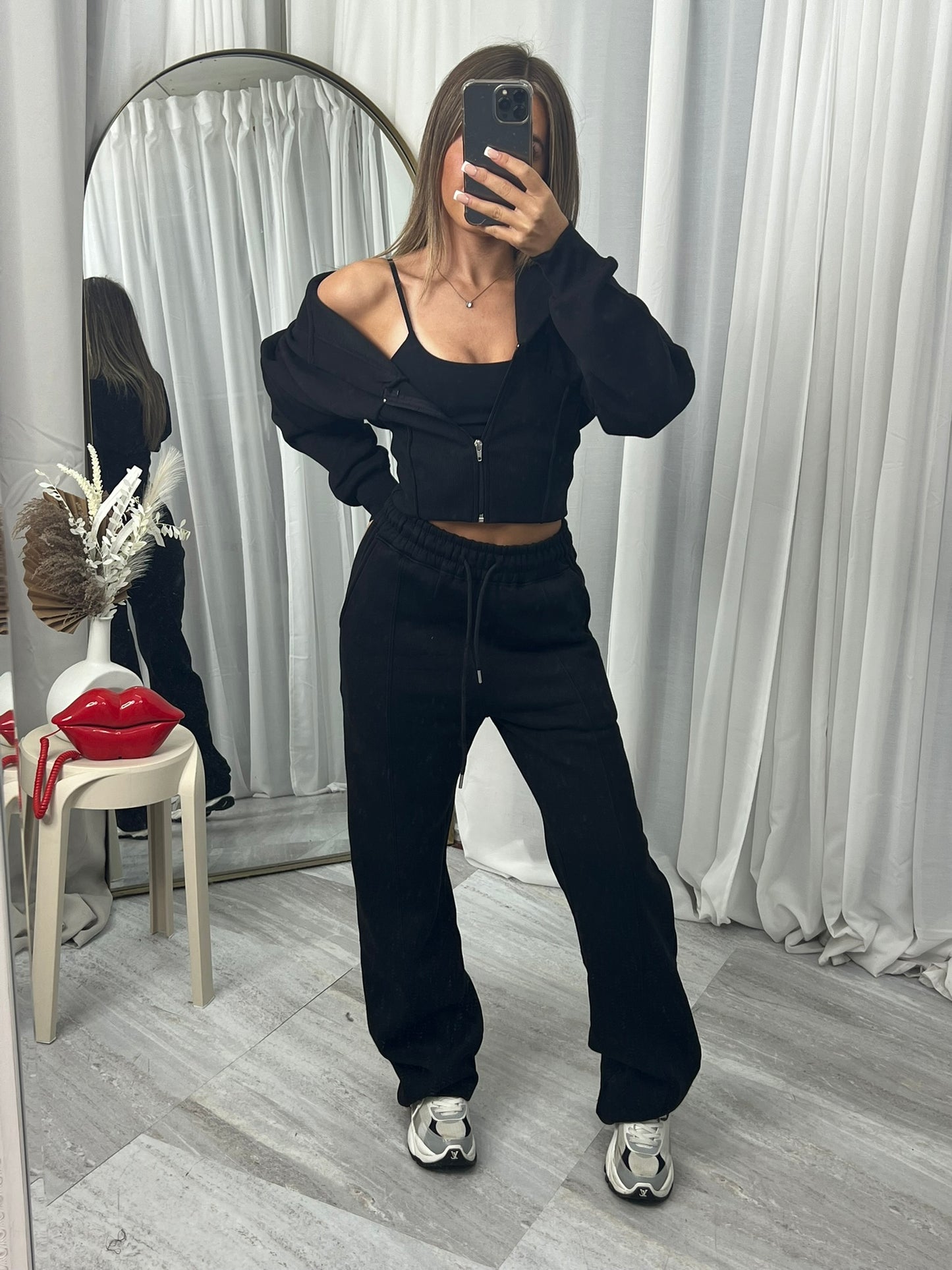 Wide leg hooded compression tracksuit