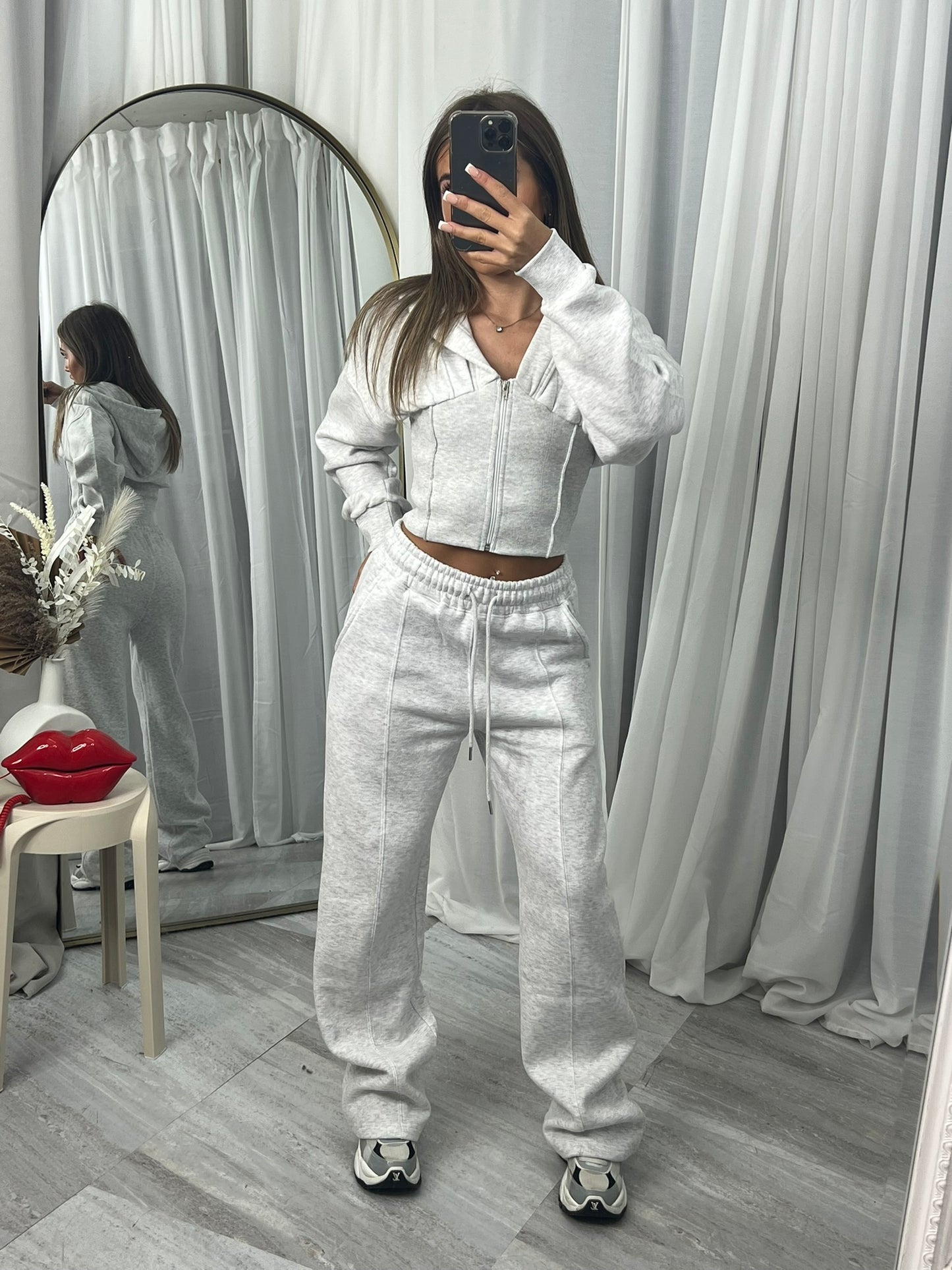 Wide leg hooded compression tracksuit