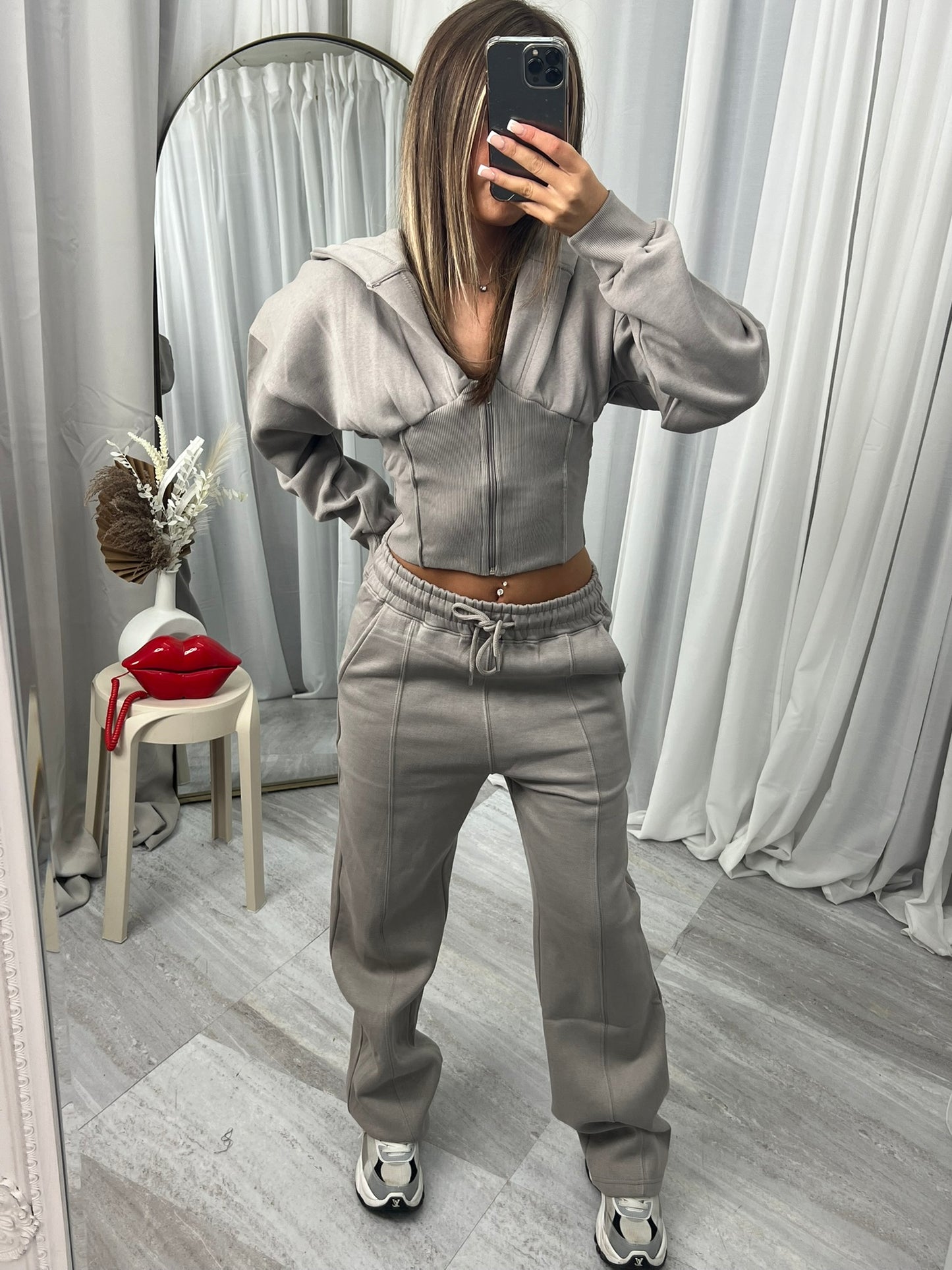 Wide leg hooded compression tracksuit