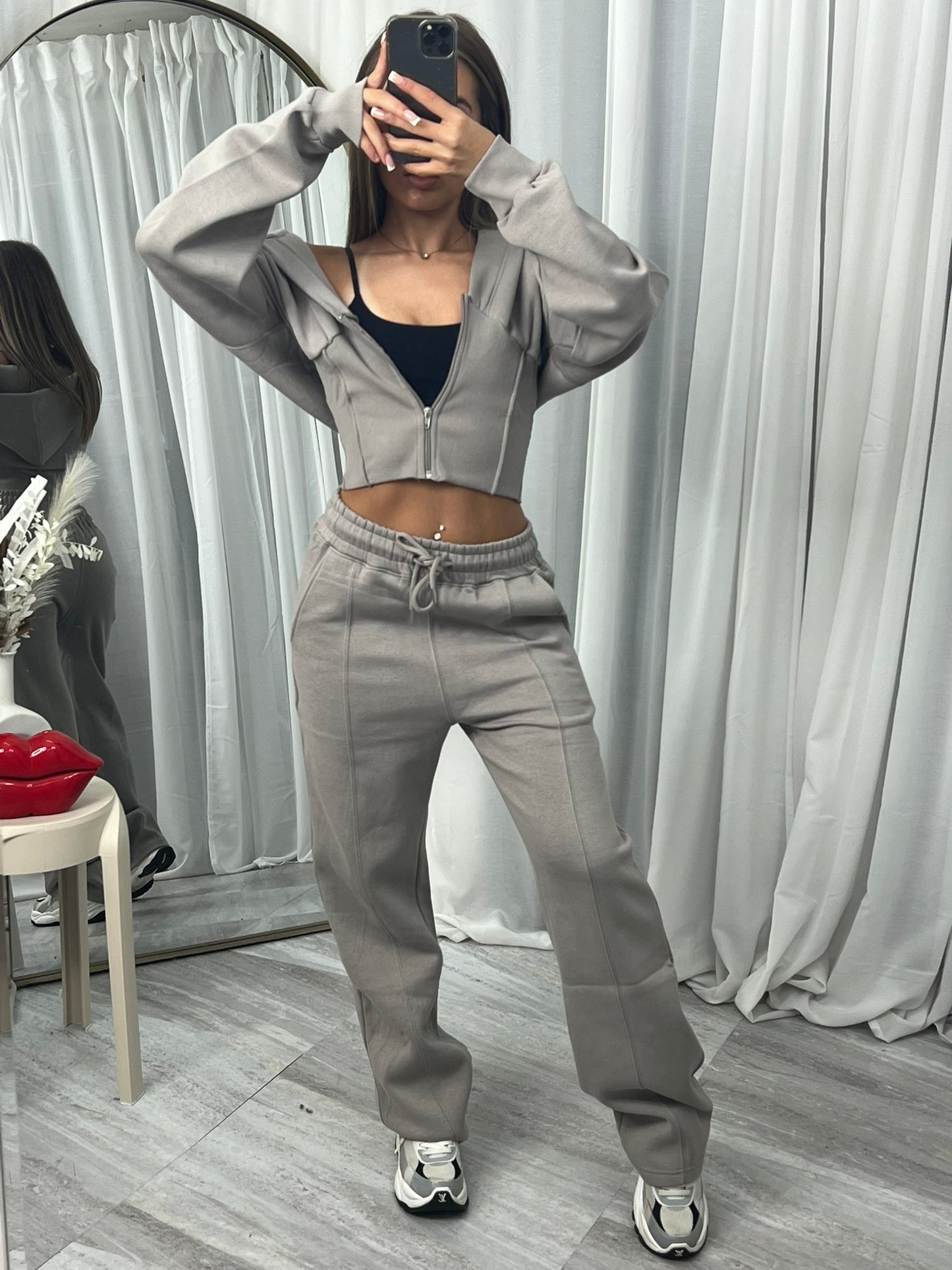 Wide leg hooded compression tracksuit