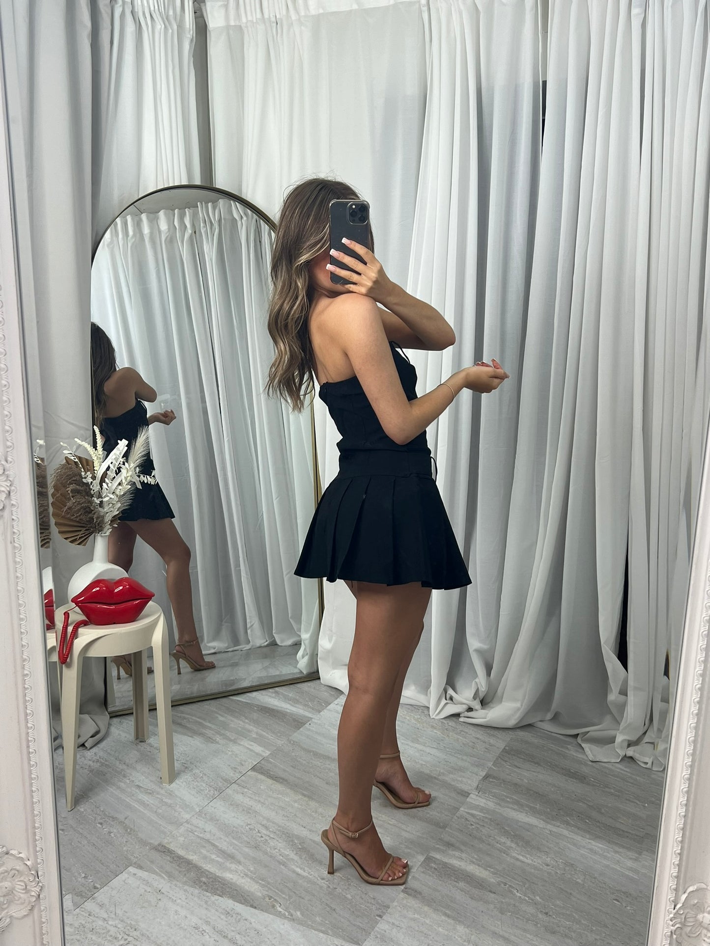 Clearance Buckle pleated skort shorts bandeau dress
