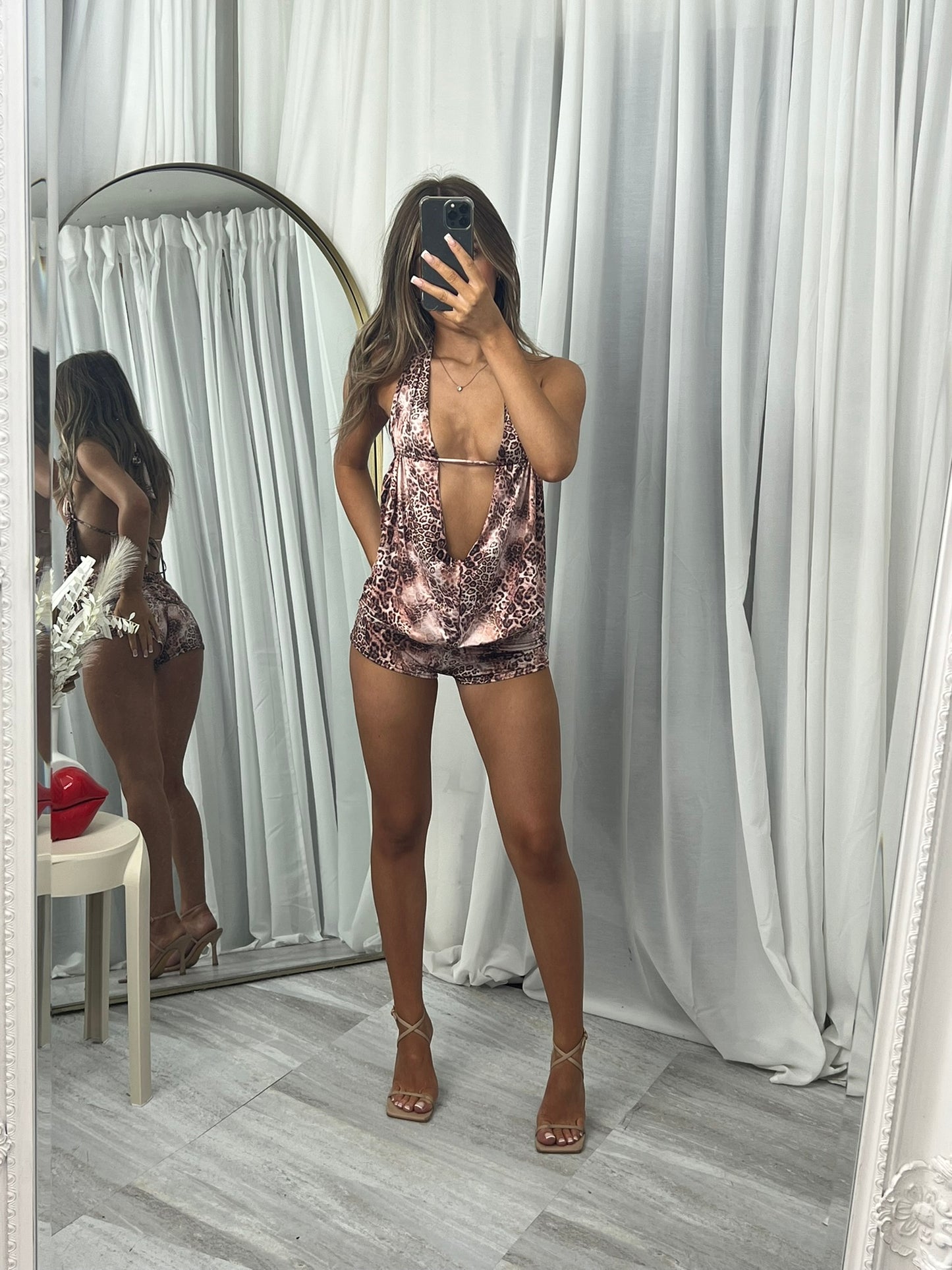 Cowl top and shorts party outfit set