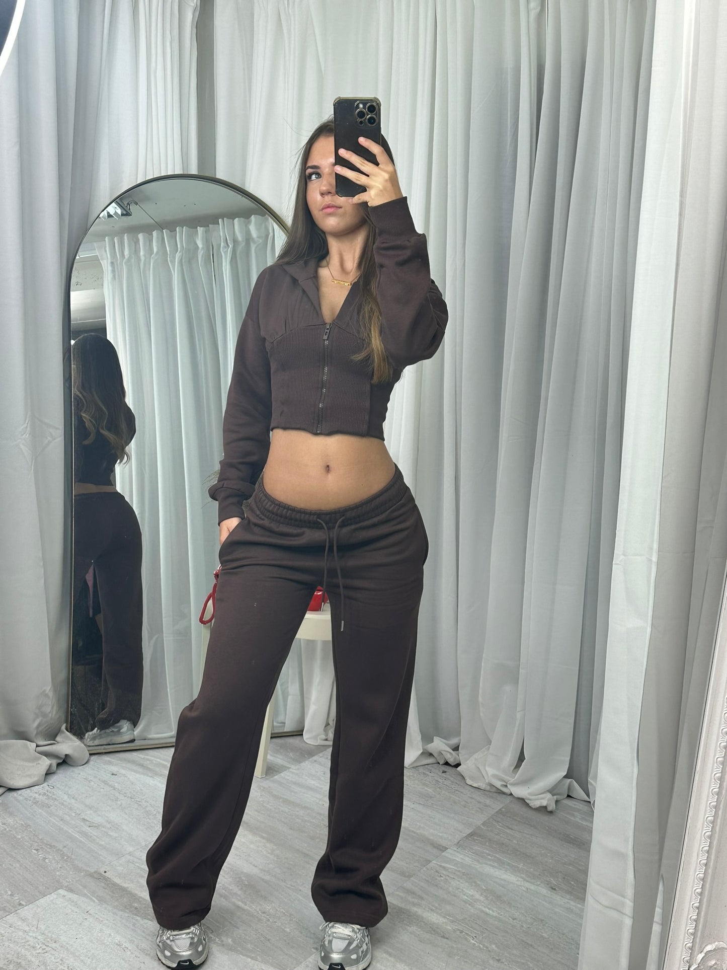 Wide leg hooded compression tracksuit