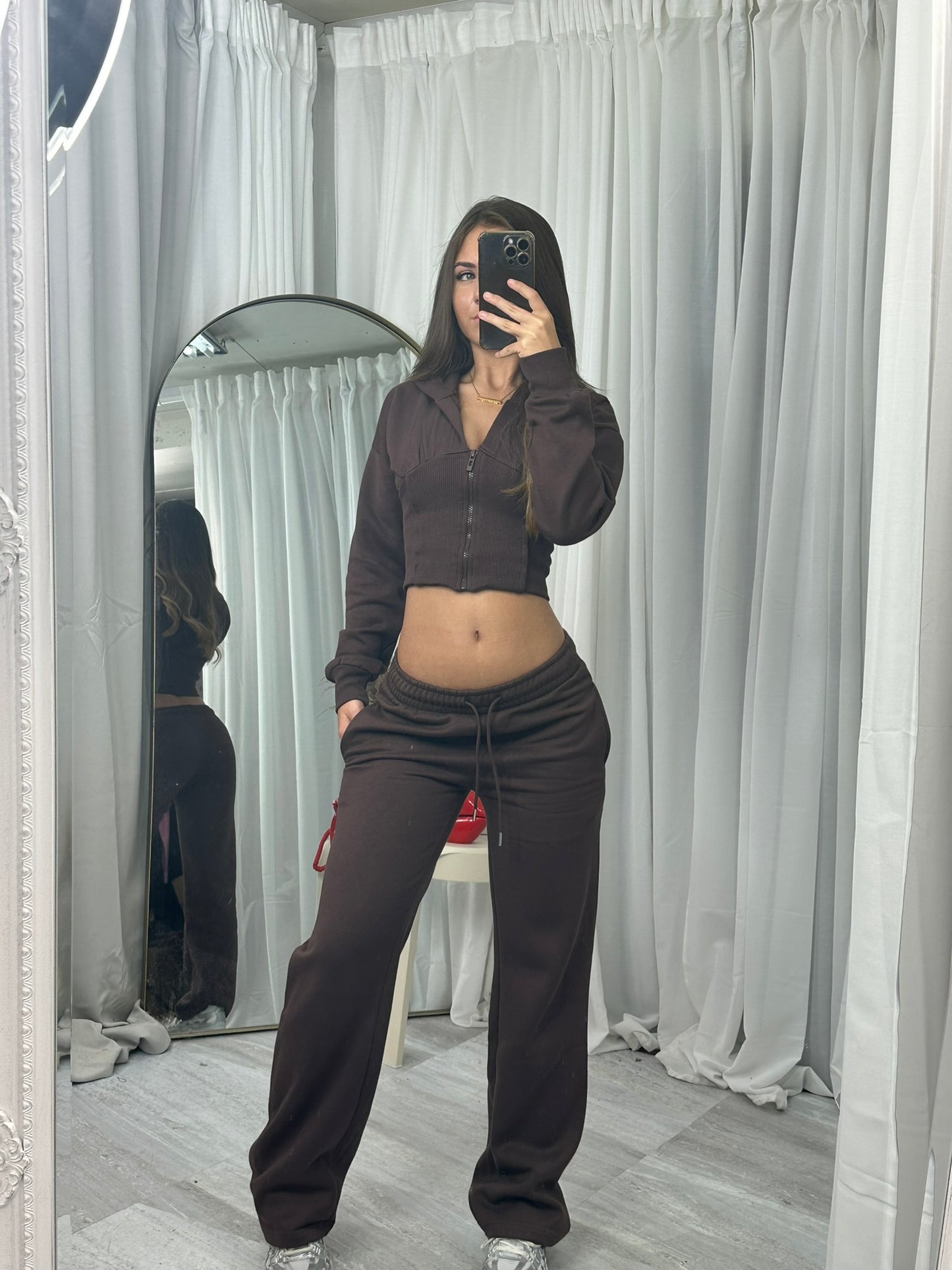 Wide leg hooded compression tracksuit