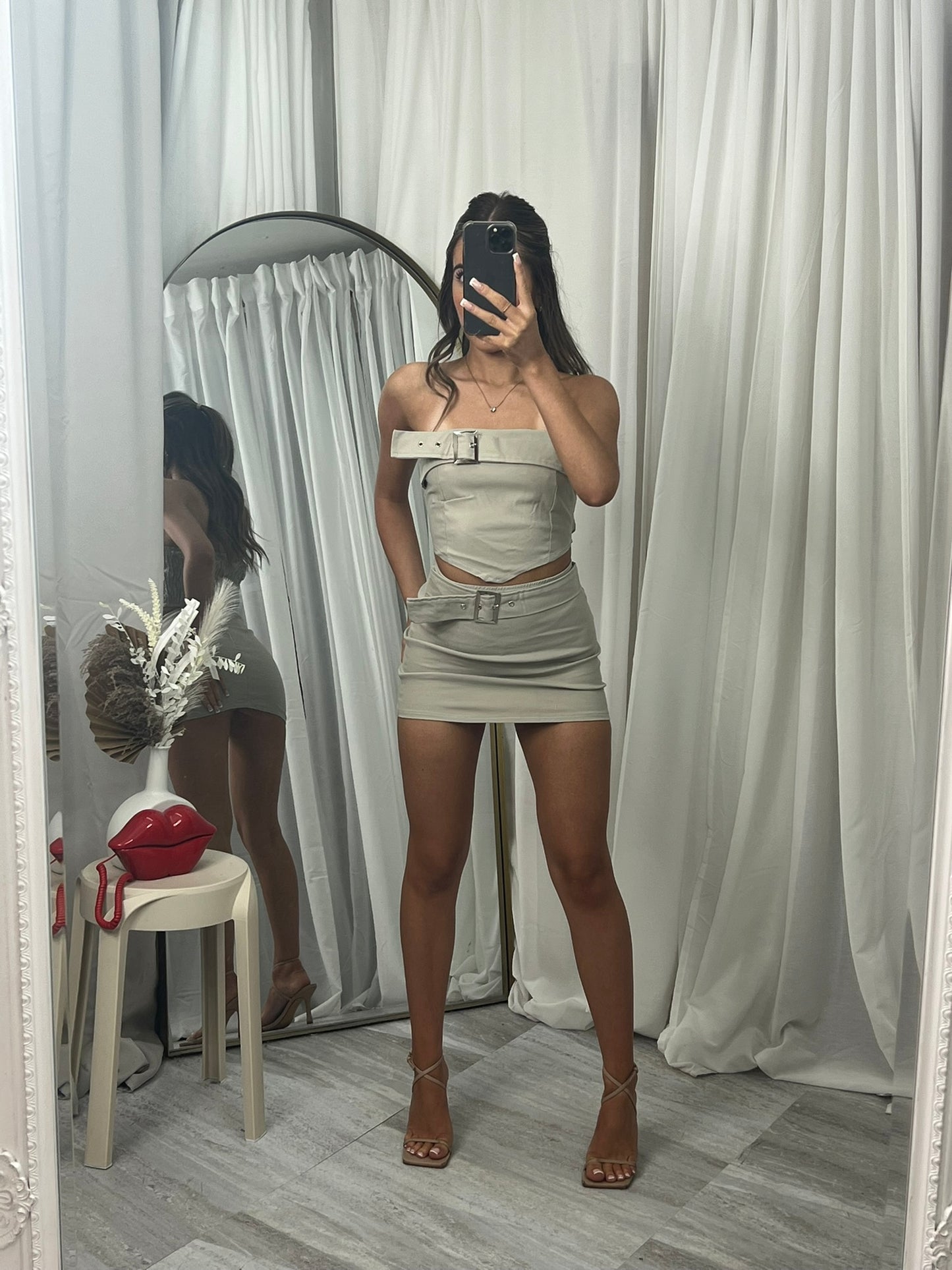 Sale Buckle belted top and buckle skirt co-ord outfit