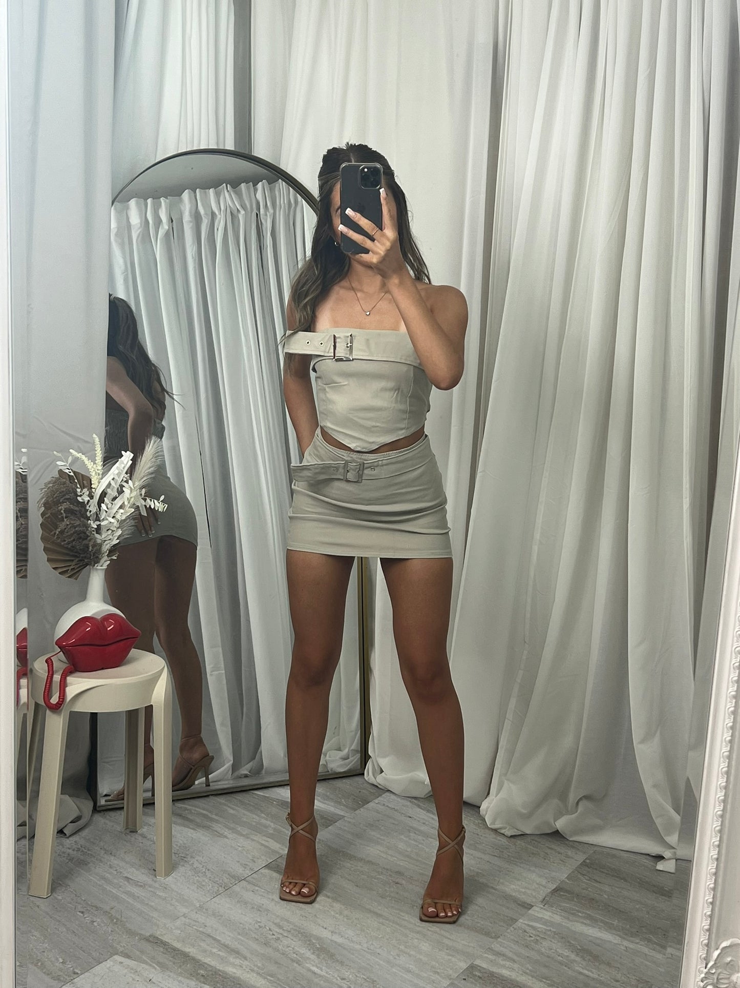 Sale Buckle belted top and buckle skirt co-ord outfit