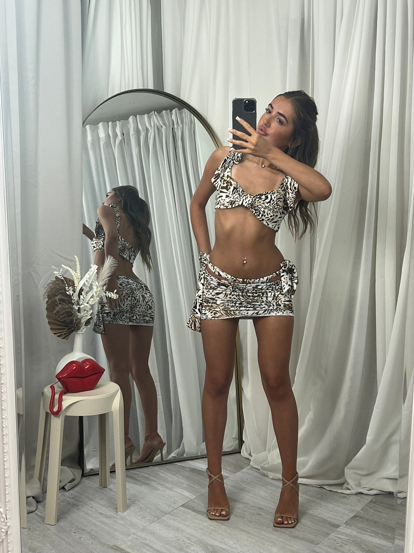 Summer outfit 3 piece set skirt bikini bottoms and top set