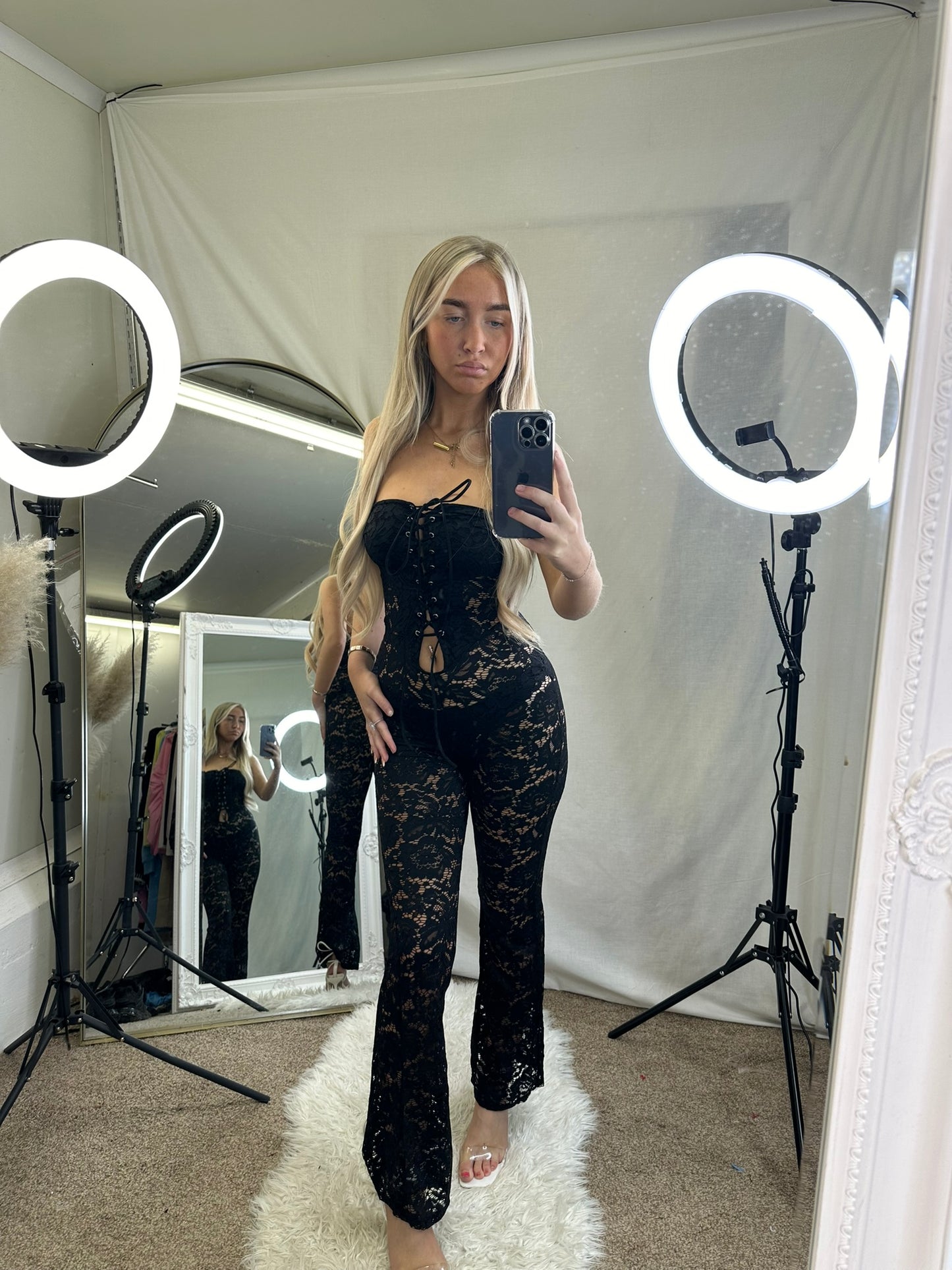 corset style lace jumpsuit 9582